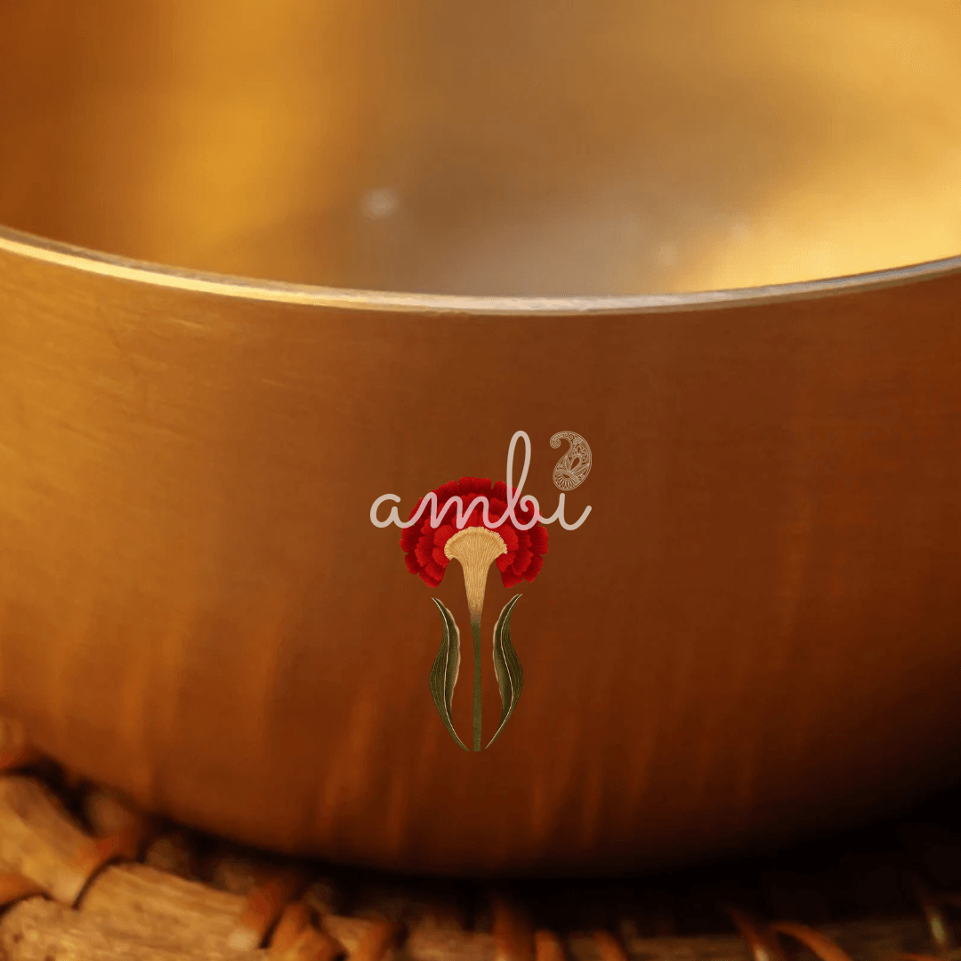 AMBI Pure 100% Lead Free Kansa Floral Hand Painted Finish Small Katori / Bowl - 3.5 inches - 170 ML