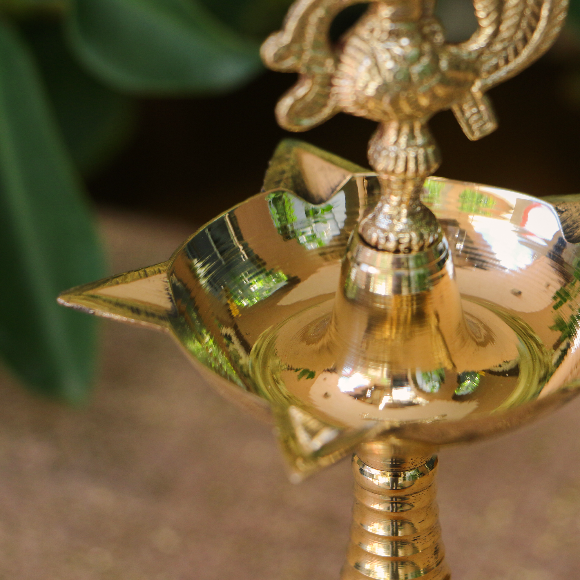 deepa 100% Pure Brass Pooja Deepam / Deepak - 5 Baati Medium