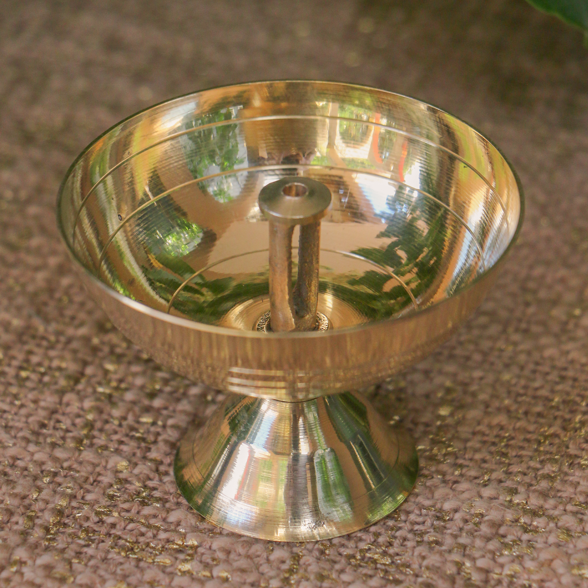 100% Pure Brass Pooja Akhand Deepak / Diya - Large