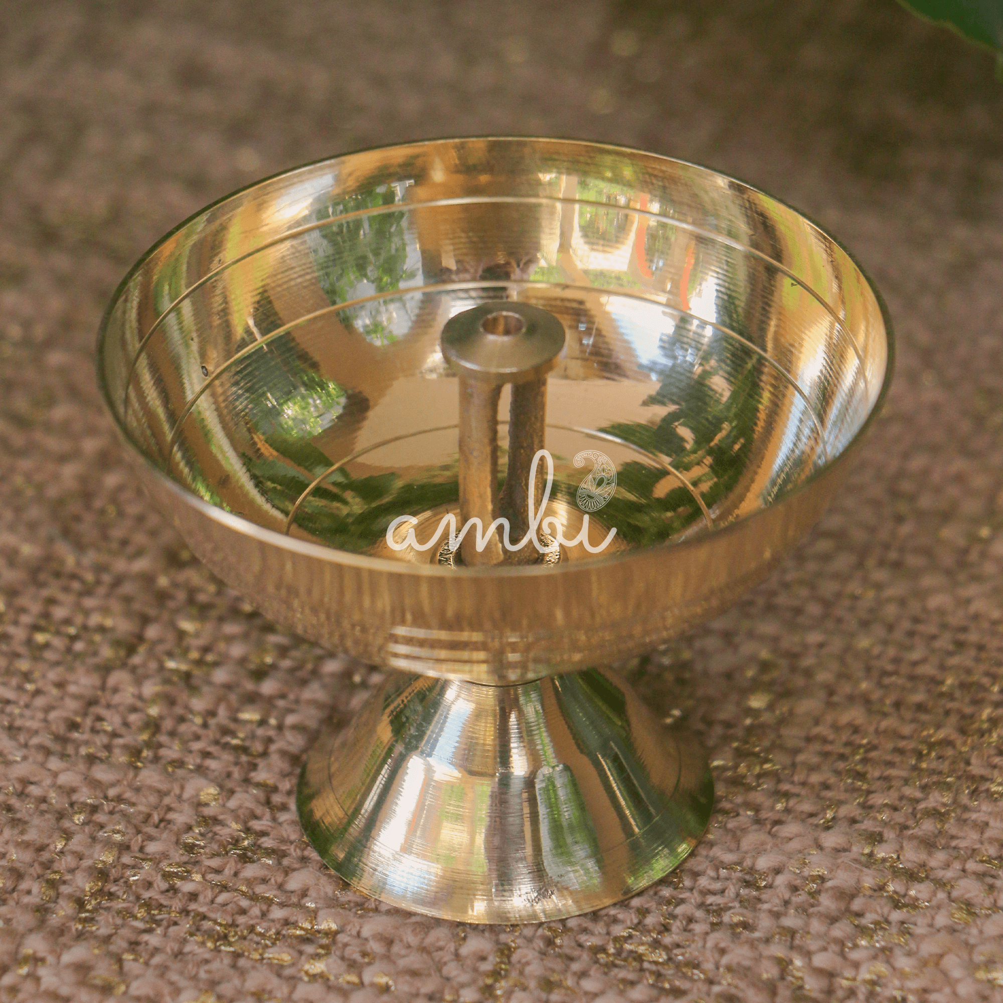 100% Pure Brass Pooja Akhand Deepak / Diya - Large