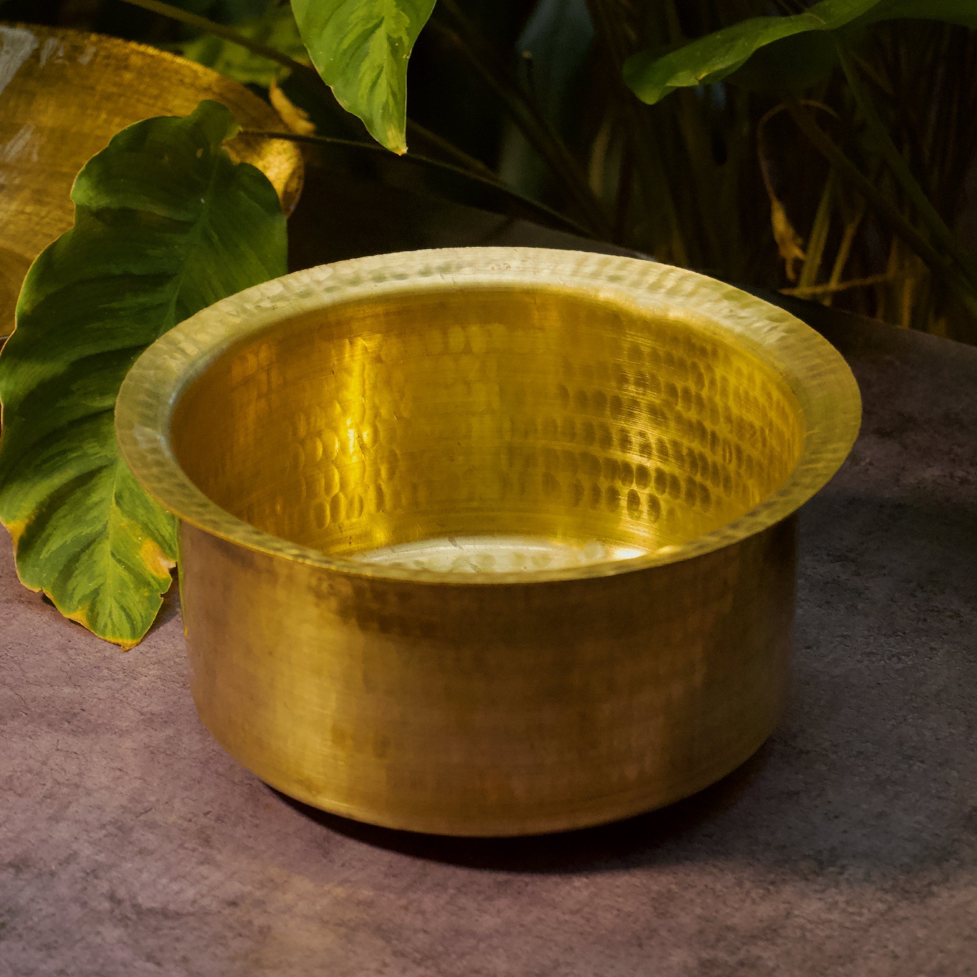 Beautiful Pure Brass Traditional Hammered Patila - 8 Lts
