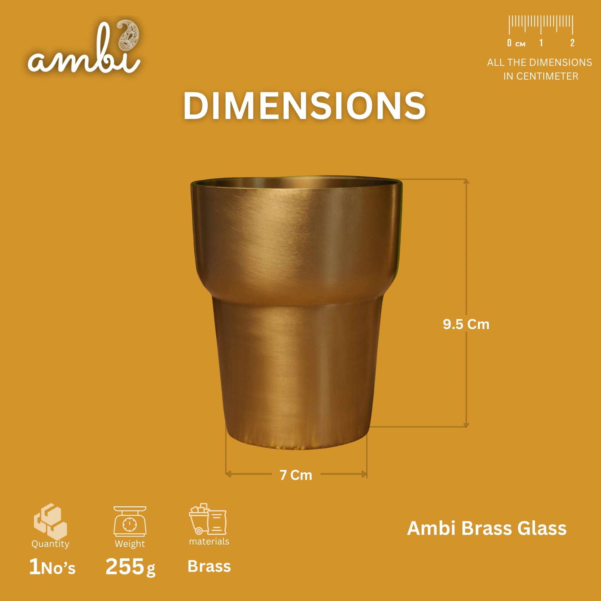 Ambi Pure Brass Designer Modern Glass - 300 ML Capacity - Heavy Make