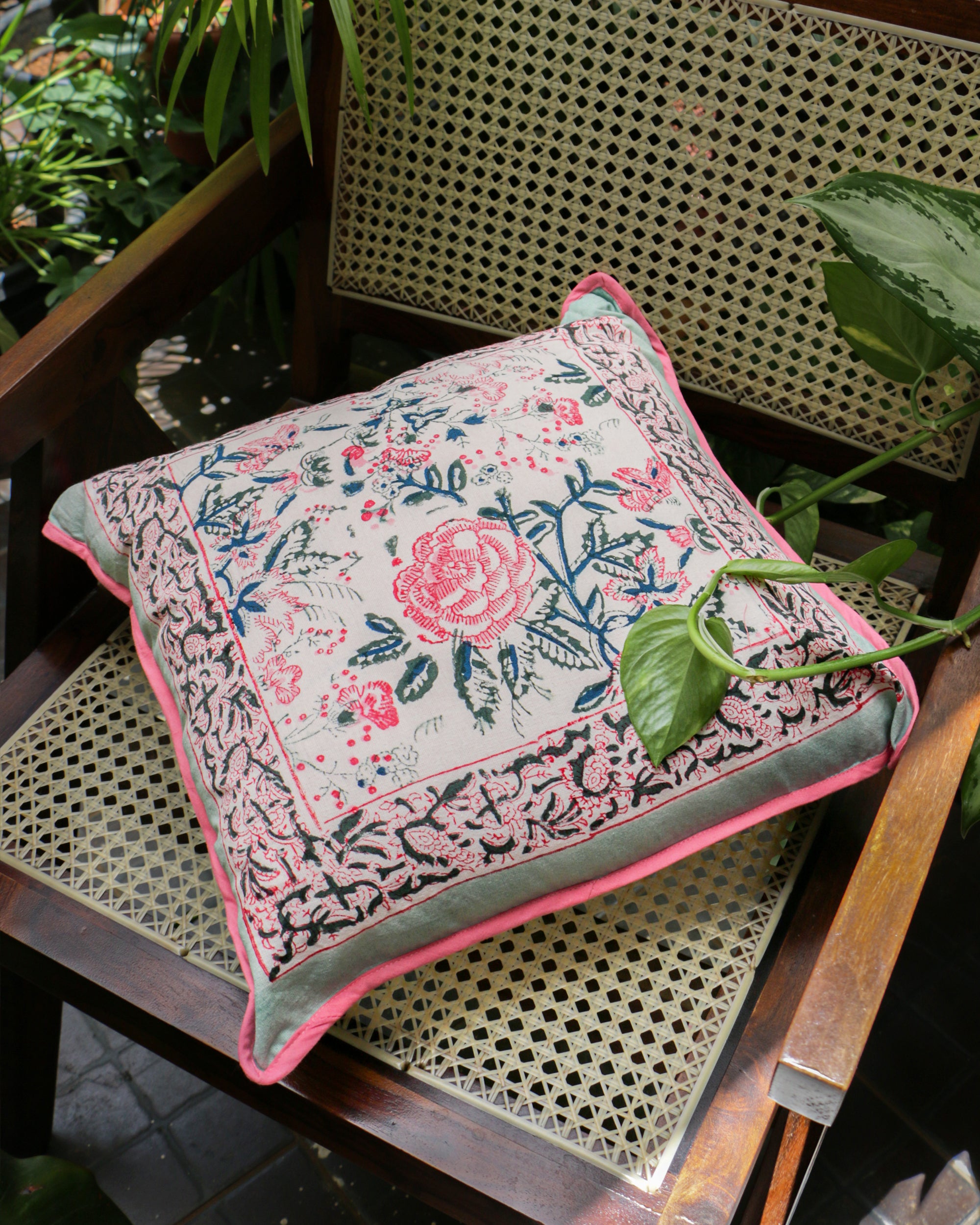 Diwali 2025 Hand Block Printed Double Side Pillow Cover (Set of 6) - 16 X 16 inches