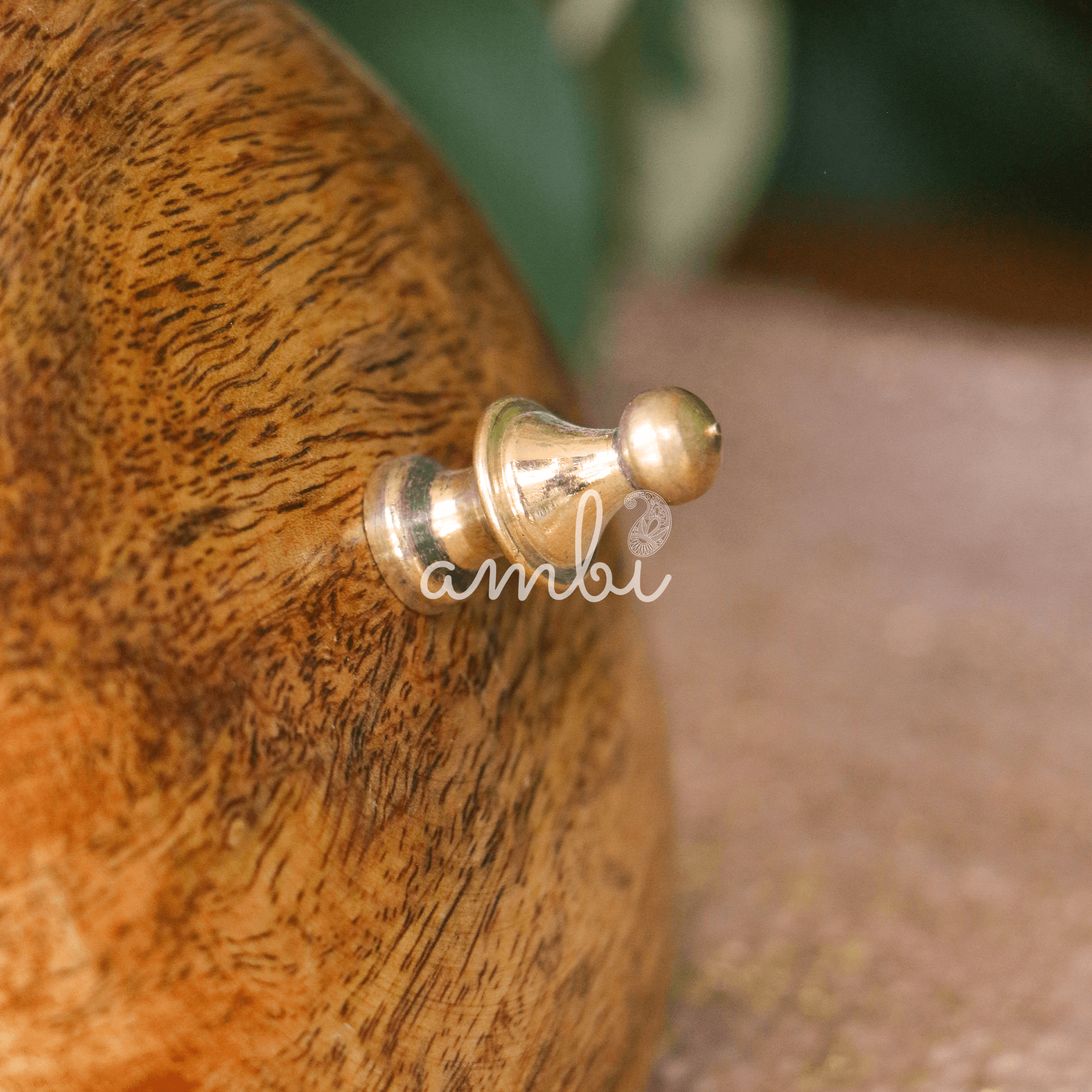 Tea Jar - Pure Brass Hammered Jar Storage container - Small - Wood Lid