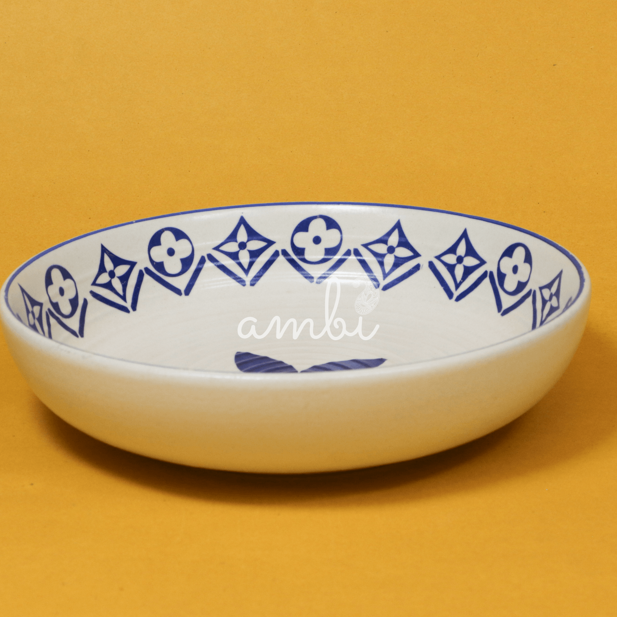 Ambi Decal Blue Large Salad Bowl 9 inch
