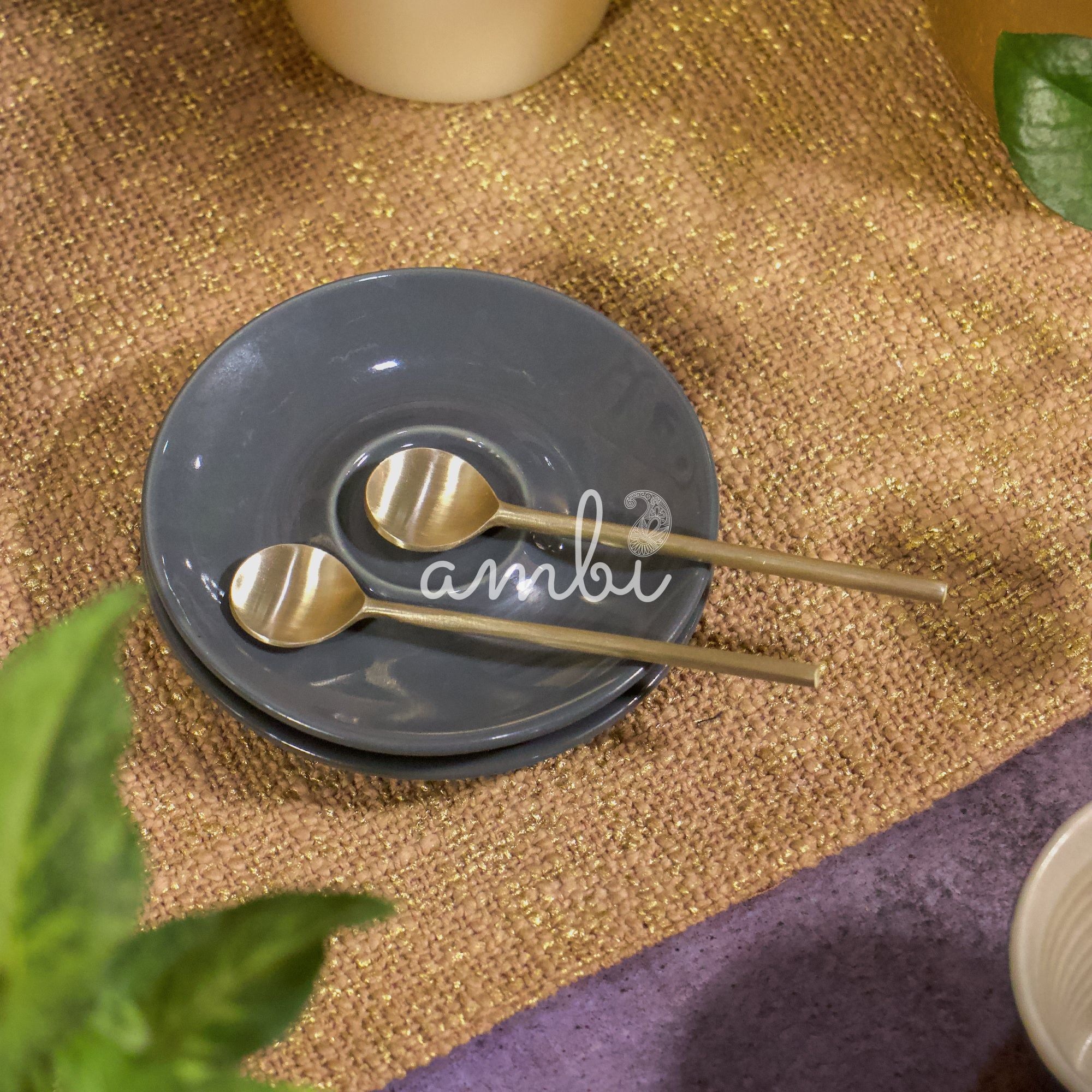 Handcrafted Brass Coffee & Tea Spoons - Gold Matt Finish