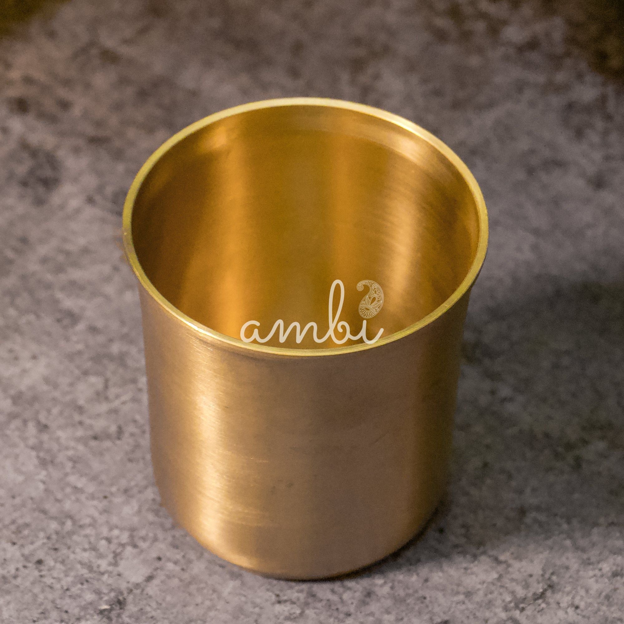 AMBI Pure 100% Lead Free Kansa (Bronze) Water Glass Curved Rim - 300 ML