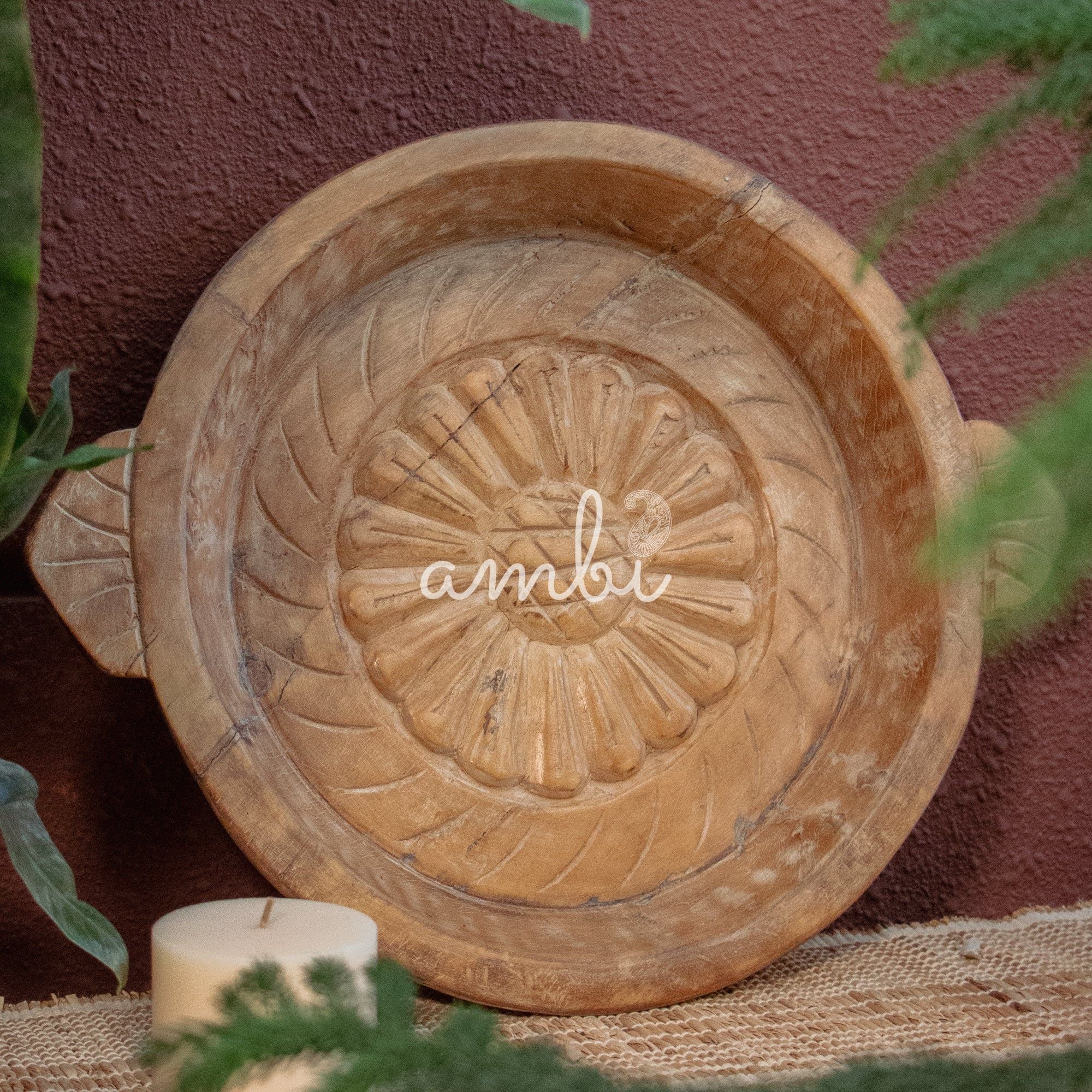 Vintage Wooden Parat - Flower Design