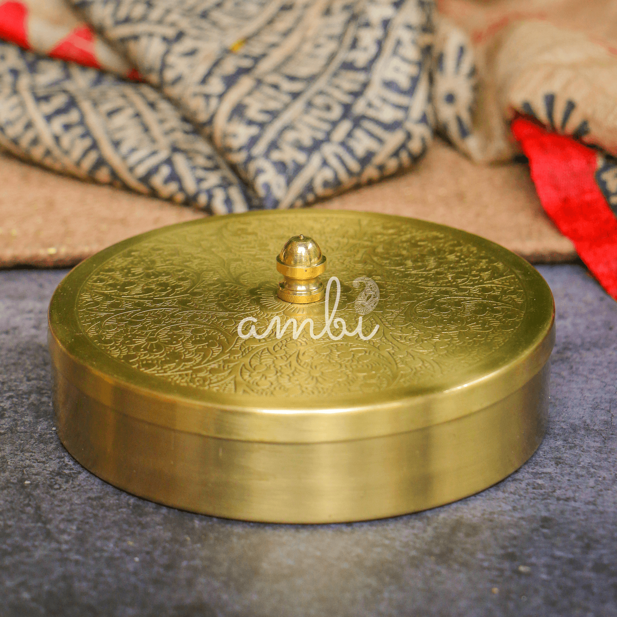 Mini Small 100% Pure Brass Spice Supari Churan Box Masala Daani wi