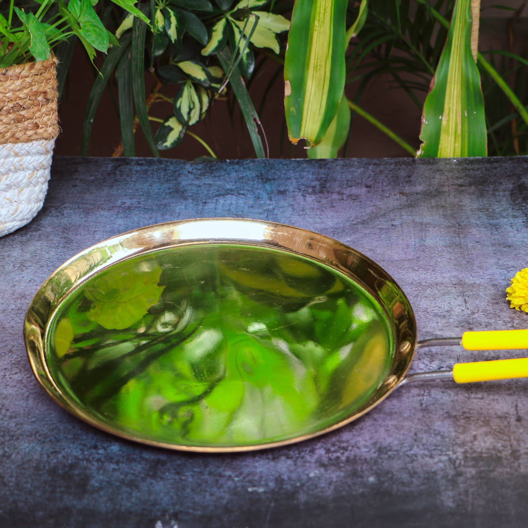 100% Pure Brass Dosa Tawa - Glossy Finish