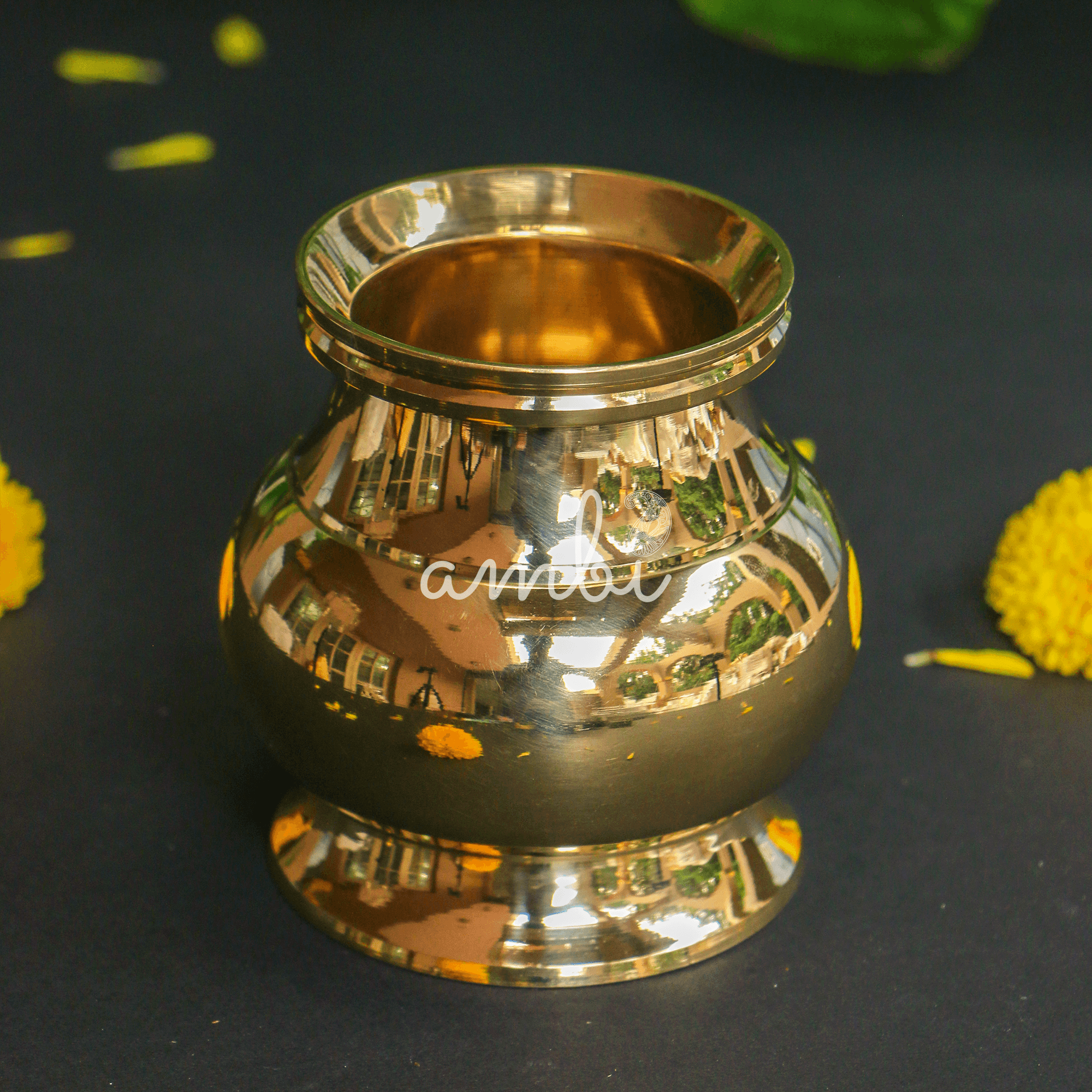 100 % Brass Kindi Lota Kalash for Pooja or Water Storage - Heavy Base