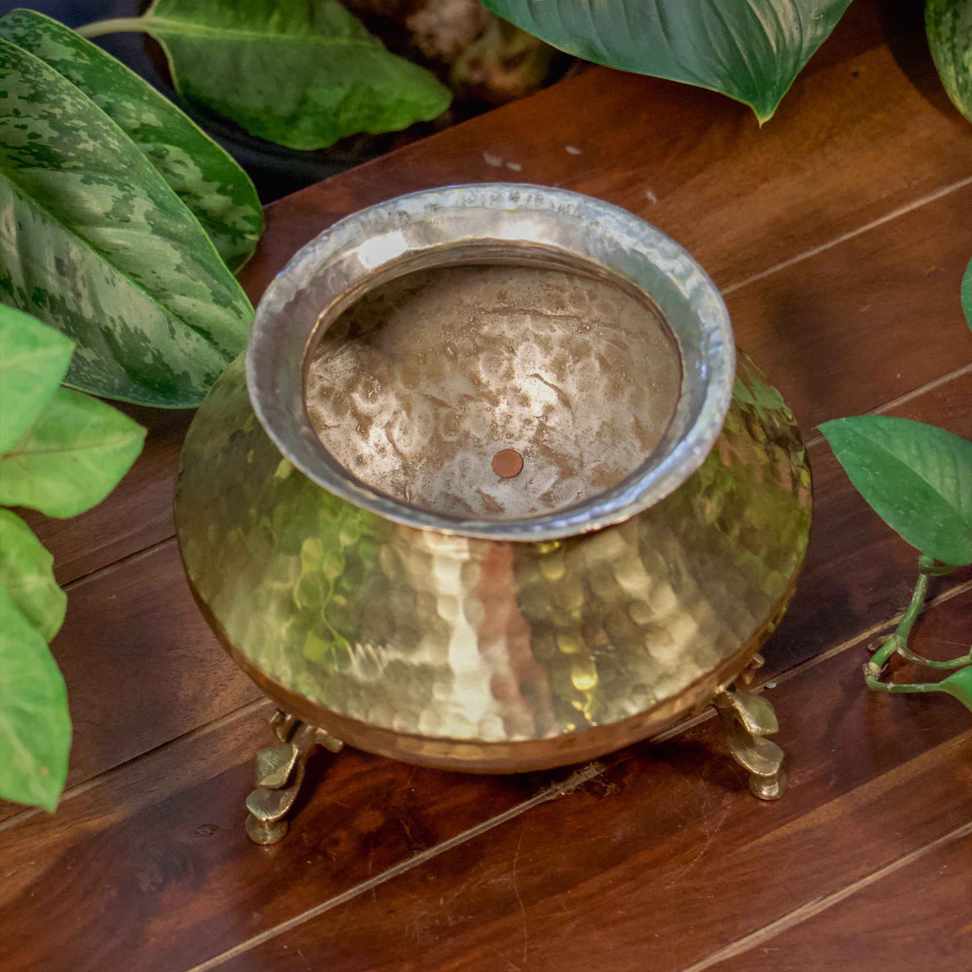 Vintage Brass Water Pot (Mataka) on Legs (Small)