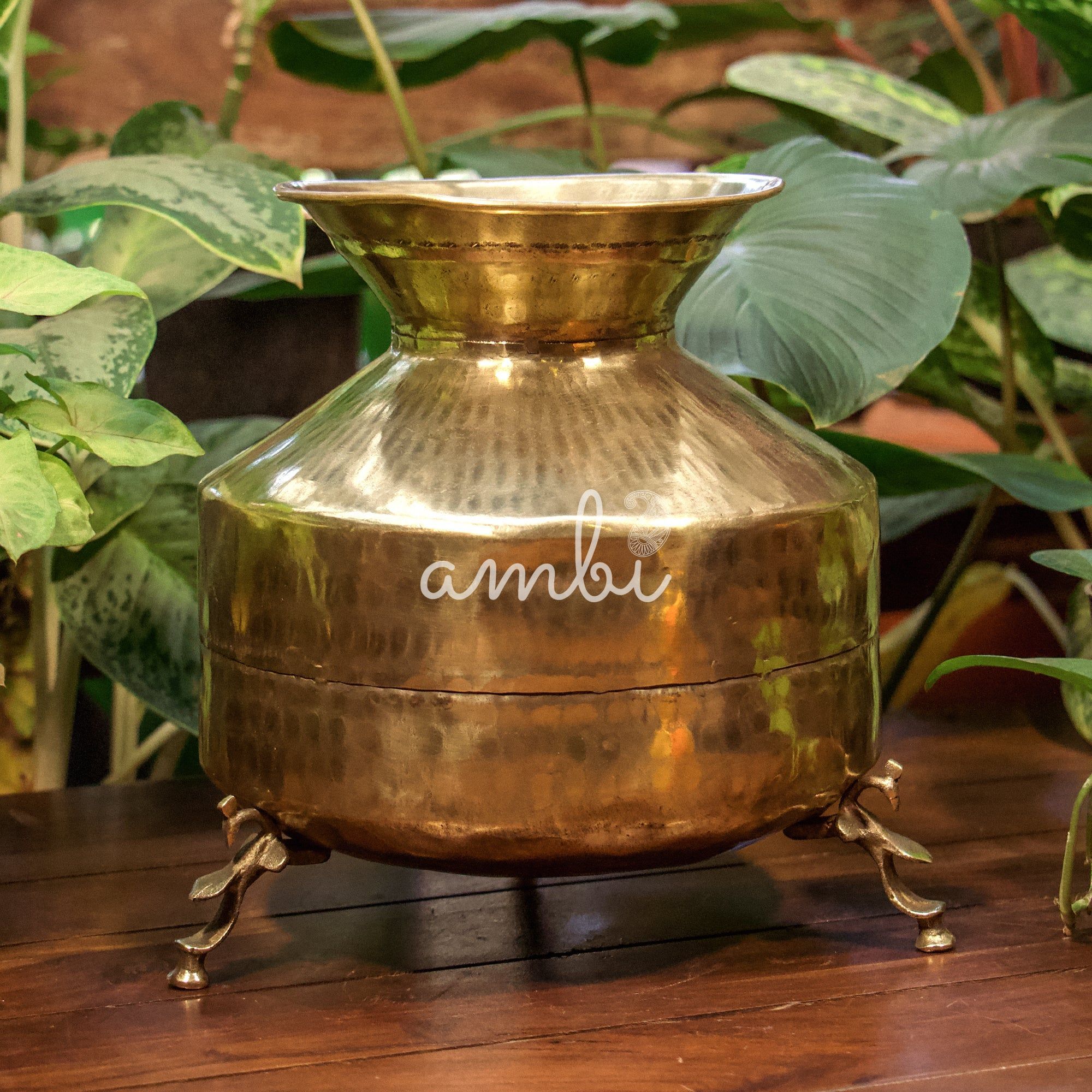 Vintage Brass Big Water Pot (Mataka) on Legs