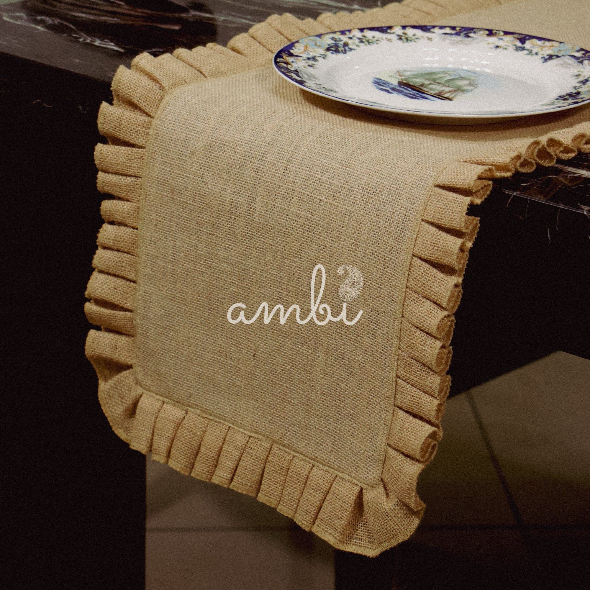 2026 Collection - Handmade Jute Table Runner Set with 8 Table Mats with Loops