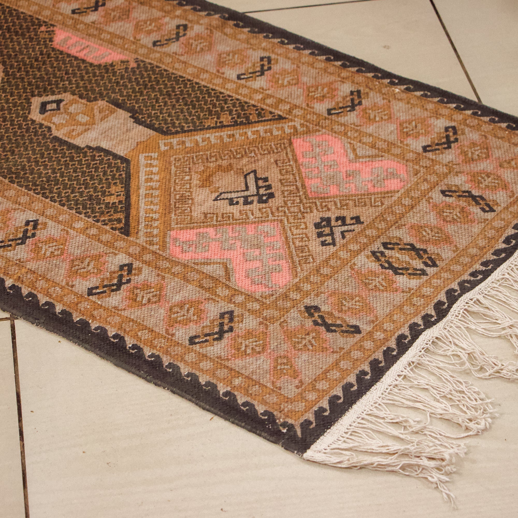 2026 Collection On Sale - Classic Durrie / Bed Side Rug featuring patterns 2 X 8 Ft