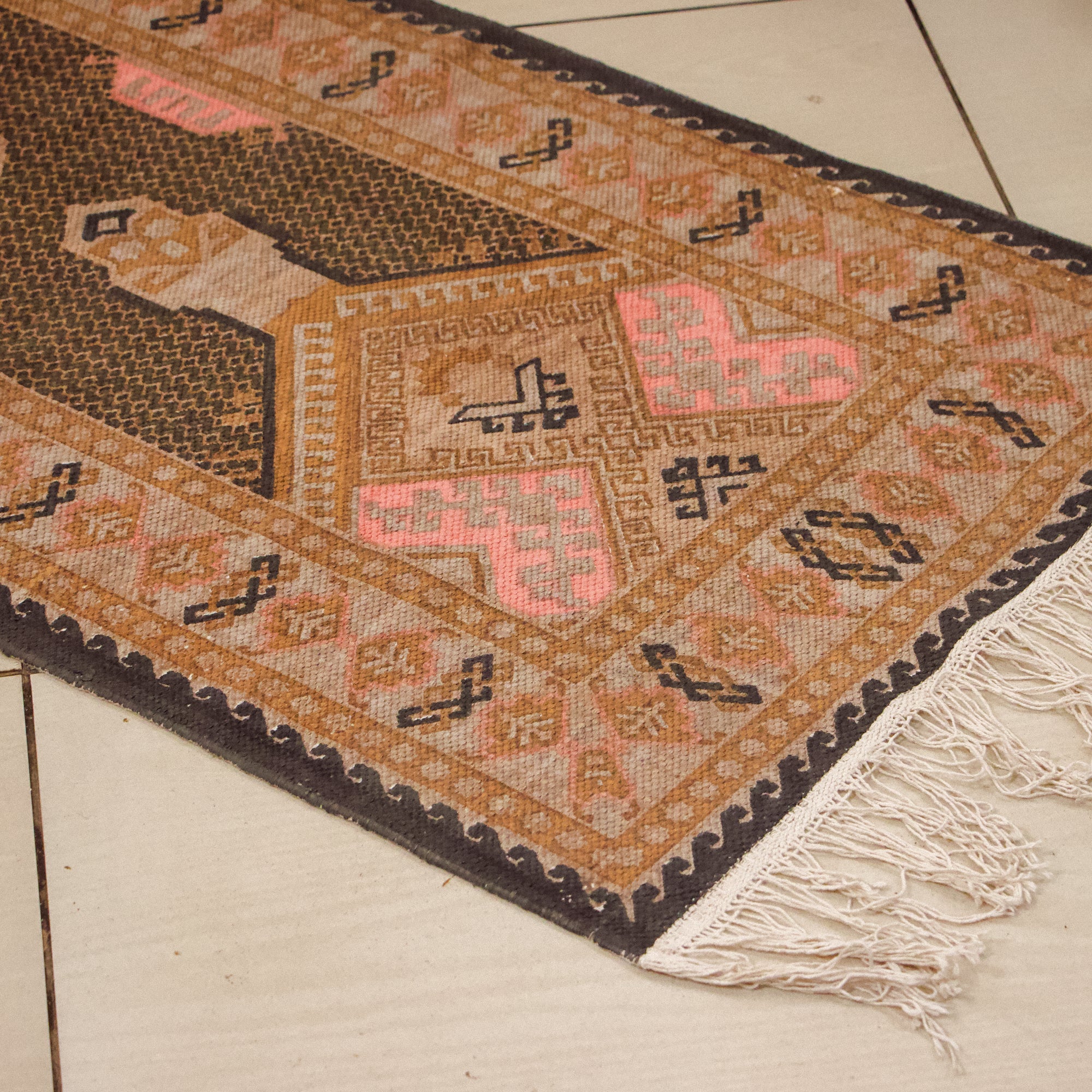 2026 Collection On Sale - Classic Durrie / Bed Side Rug featuring patterns 2 X 8 Ft