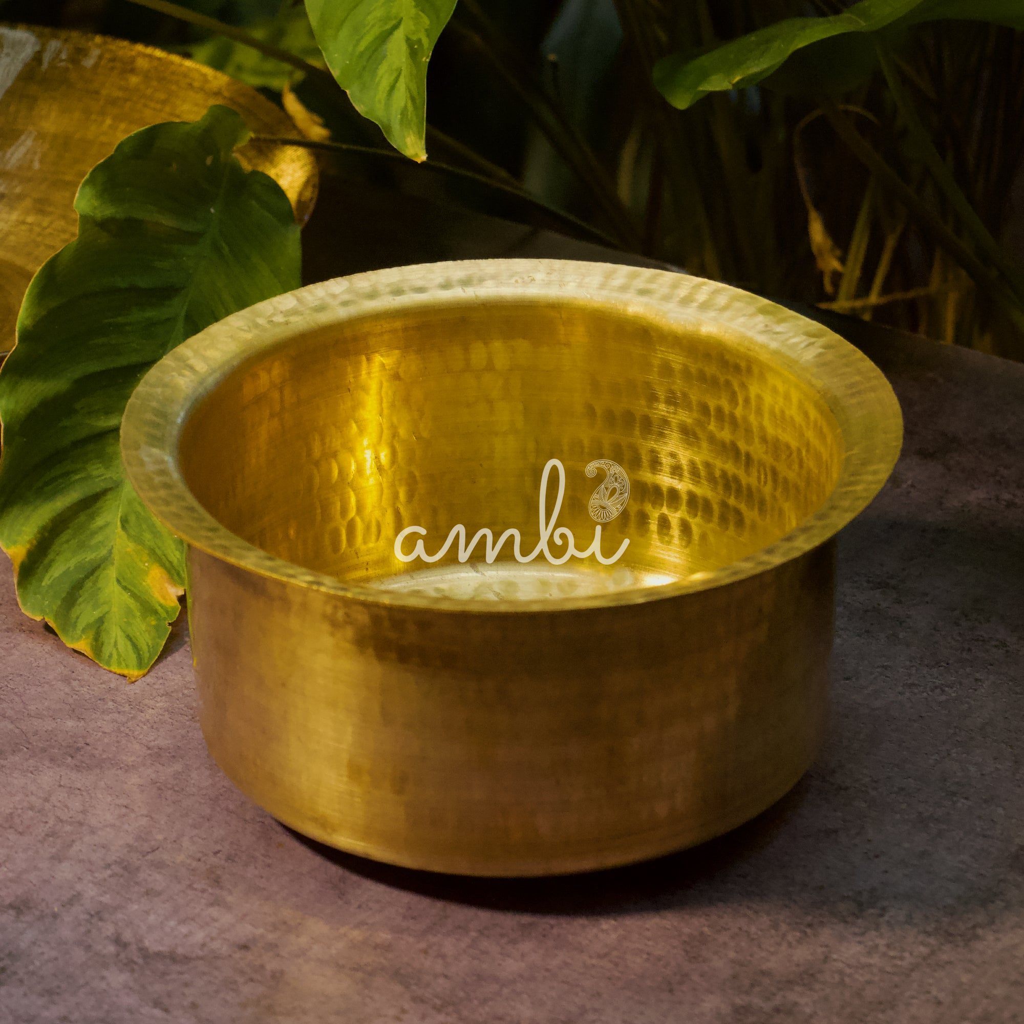 Beautiful Pure Brass Traditional Hammered Patila - 3 Lts