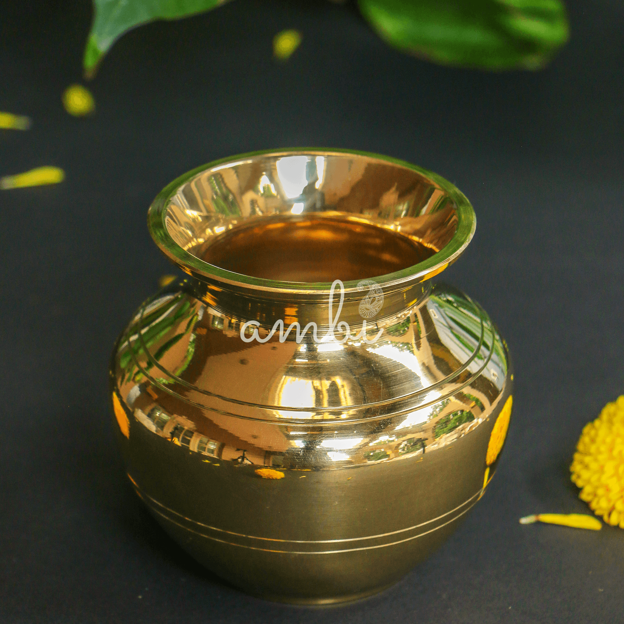100 % Brass Special Kindi Traditional Lota Kalash for Pooja or Water Storage - Heavy Base