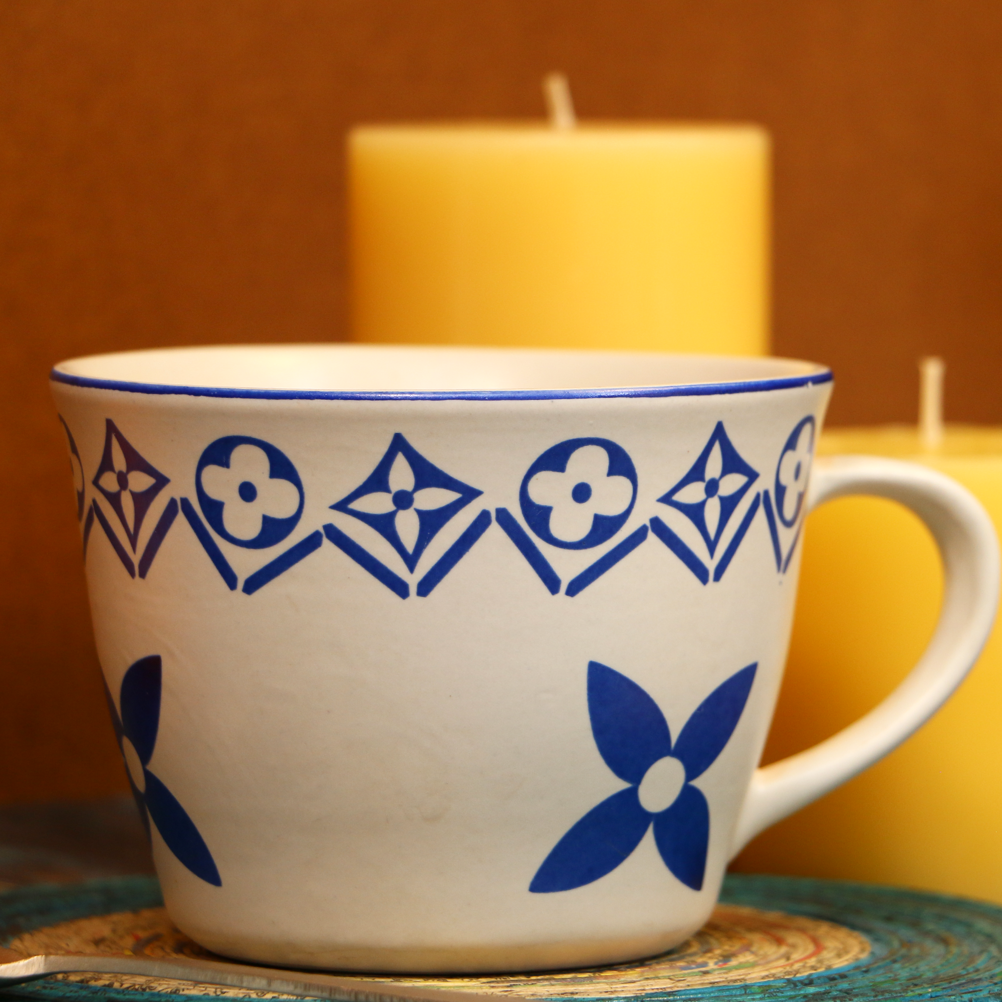 Handmade Ceramic Matte-Finish White Soup mug 500 ML