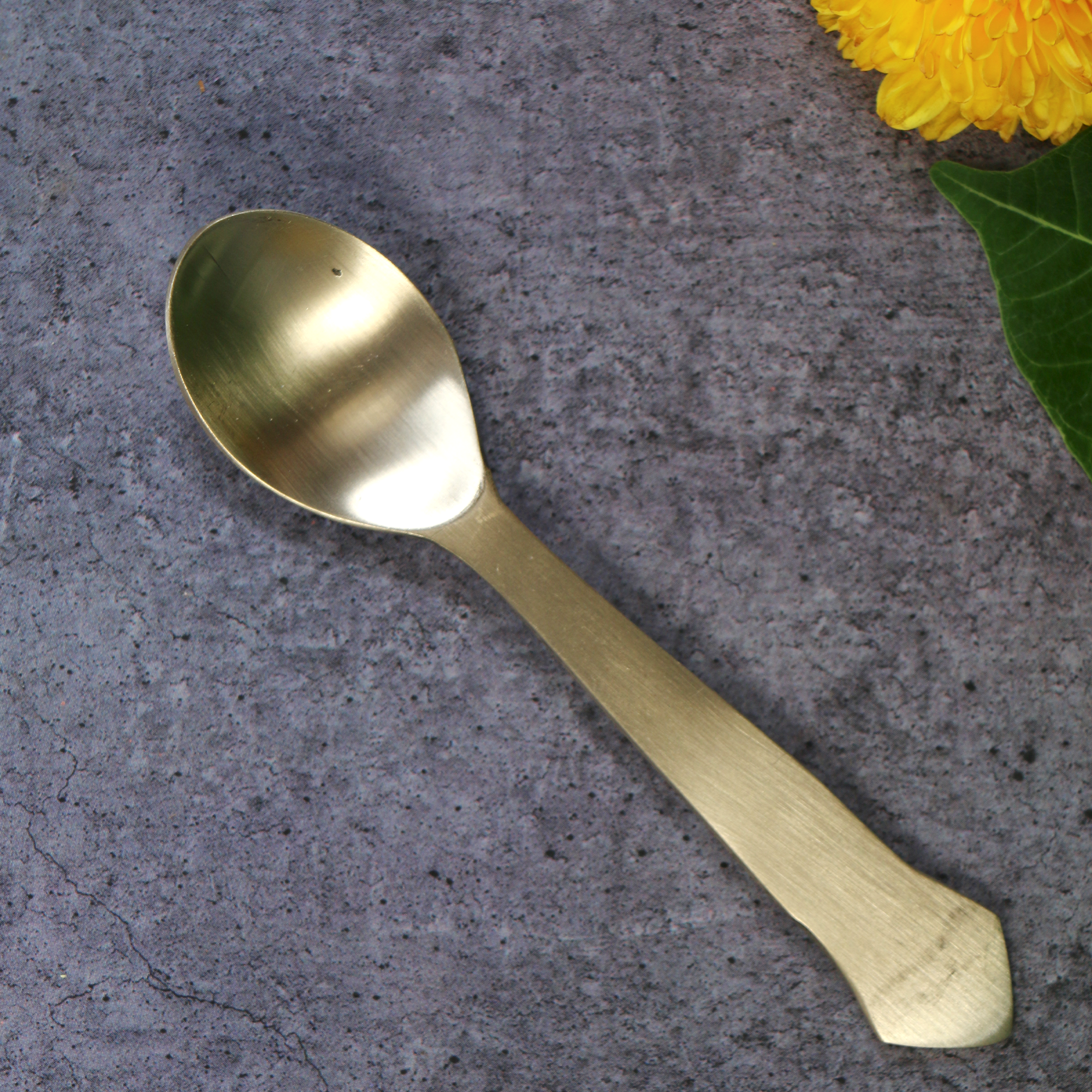 AMBI Pure 100% Lead Free Kansa Small Pooja Spoon - 12 cm - 30g - Triangle Head