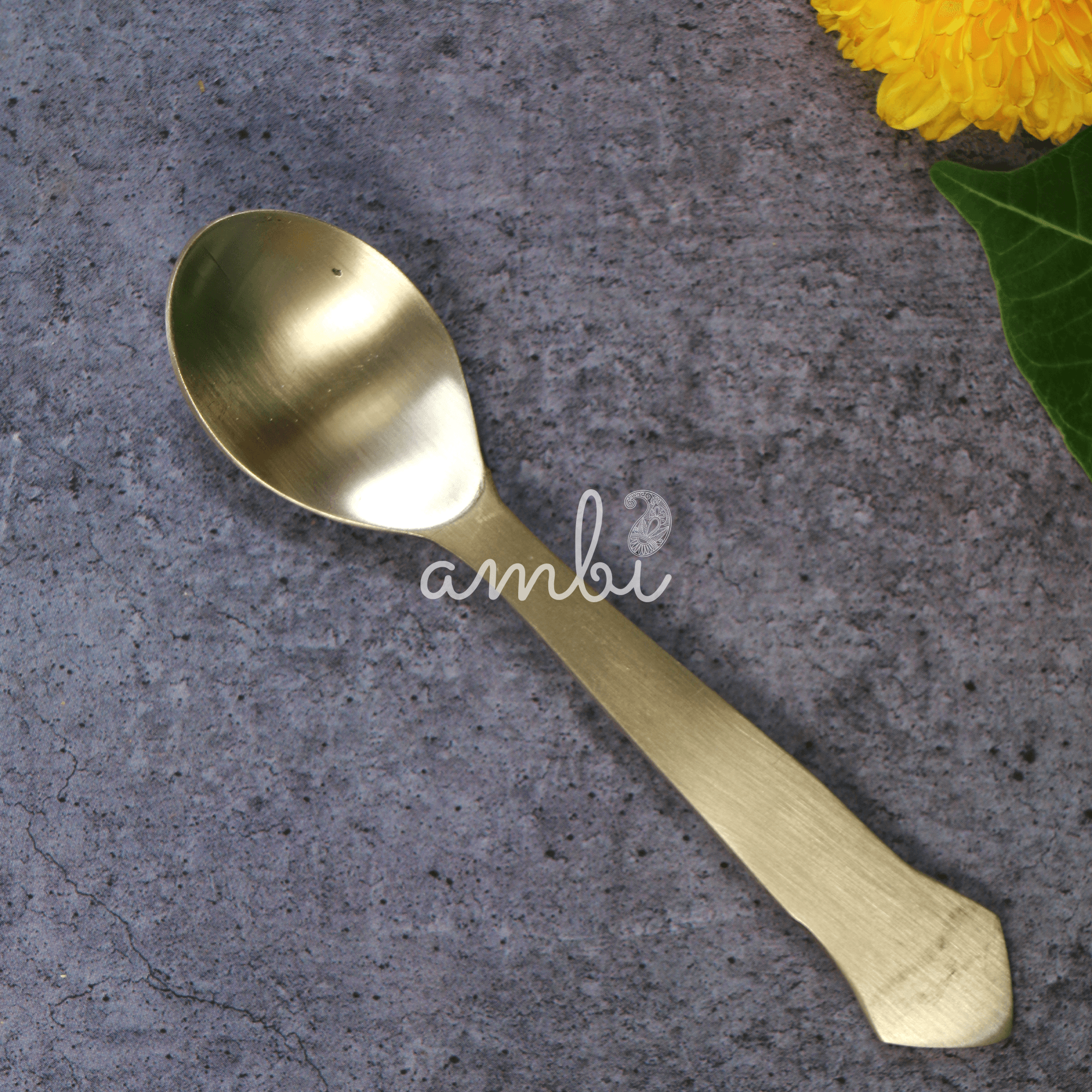 AMBI Pure 100% Lead Free Kansa Small Pooja Spoon - 12 cm - 30g - Triangle Head