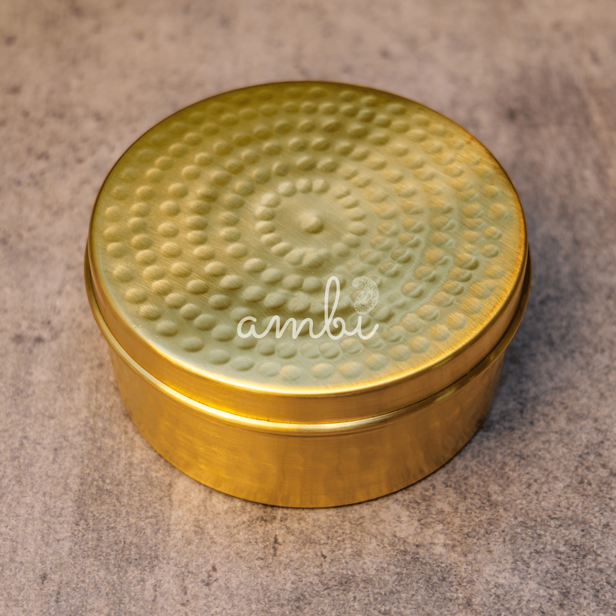 100% Brass Hammered Storage Boxes / Laddu Boxes - 4 inches diameter