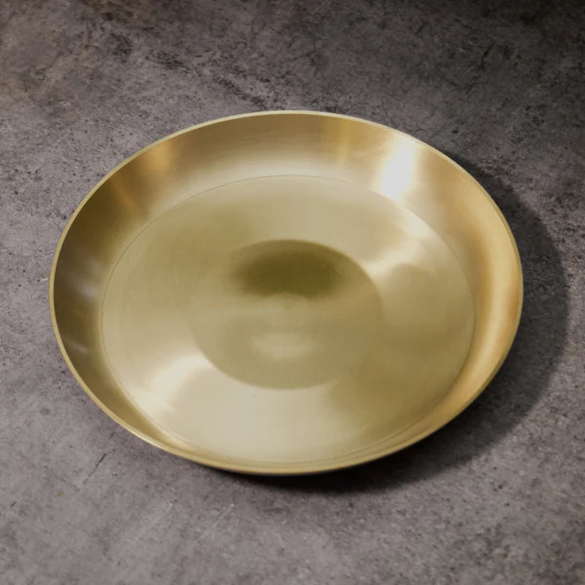 AMBI 100% Pure Lead Free Kansa Regular Dining Plate / Thali / Pooja Plate - 11.5 inches 950g - Shiny Finish - Curved Edge