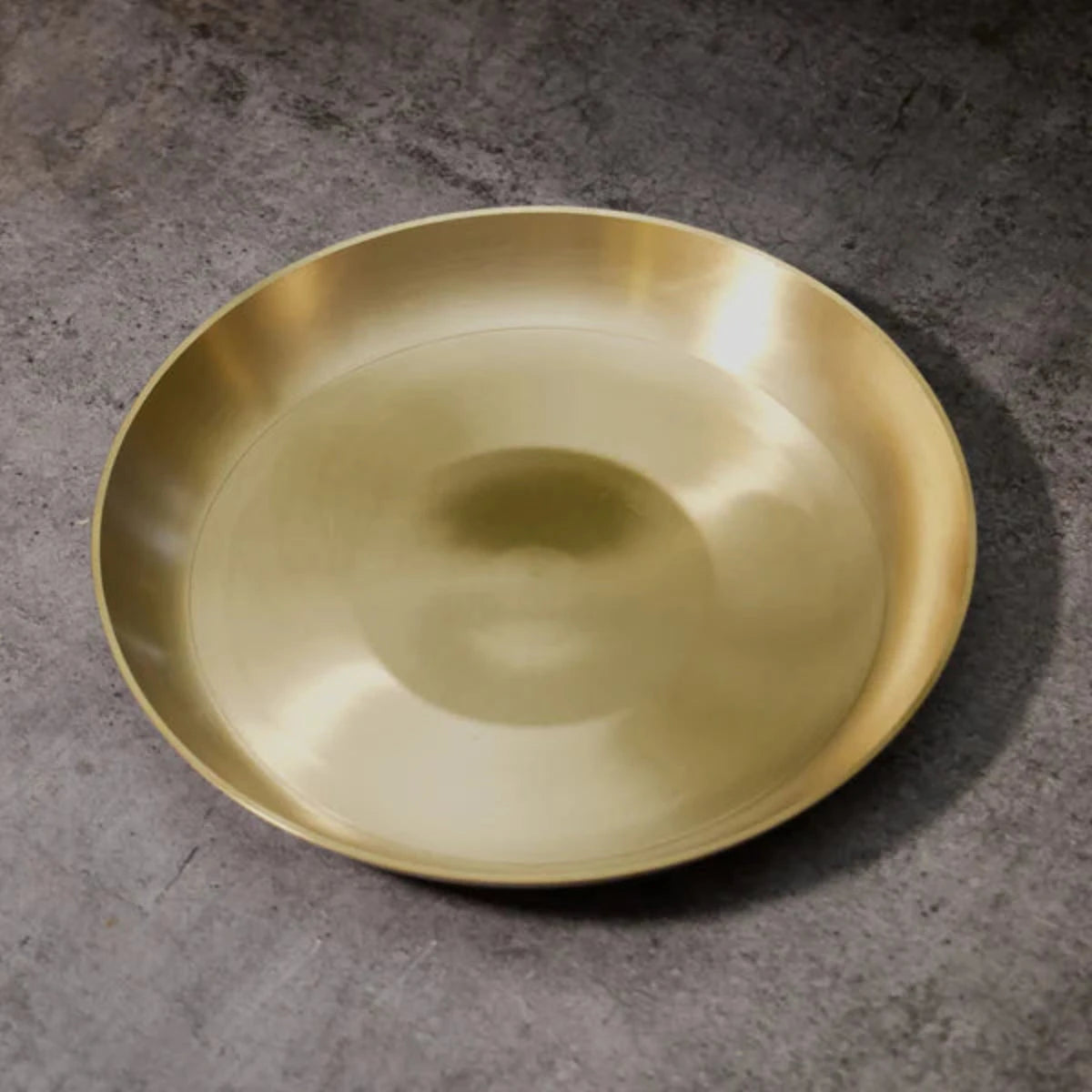 AMBI 100% Pure Lead Free Kansa Regular Dining Plate / Thali / Pooja Plate - Curved Edge - 12 Inch