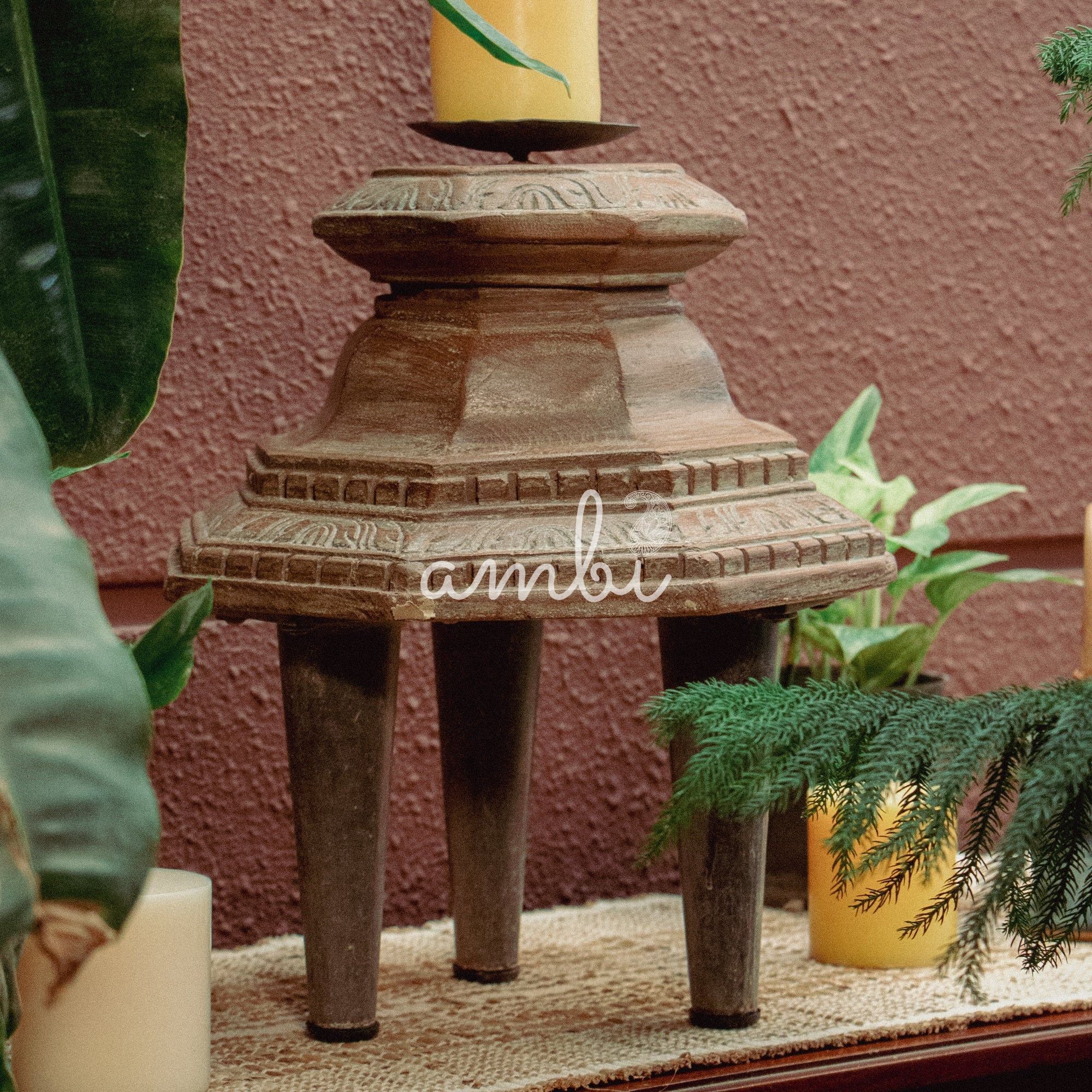Vintage Wooden Candle Stand