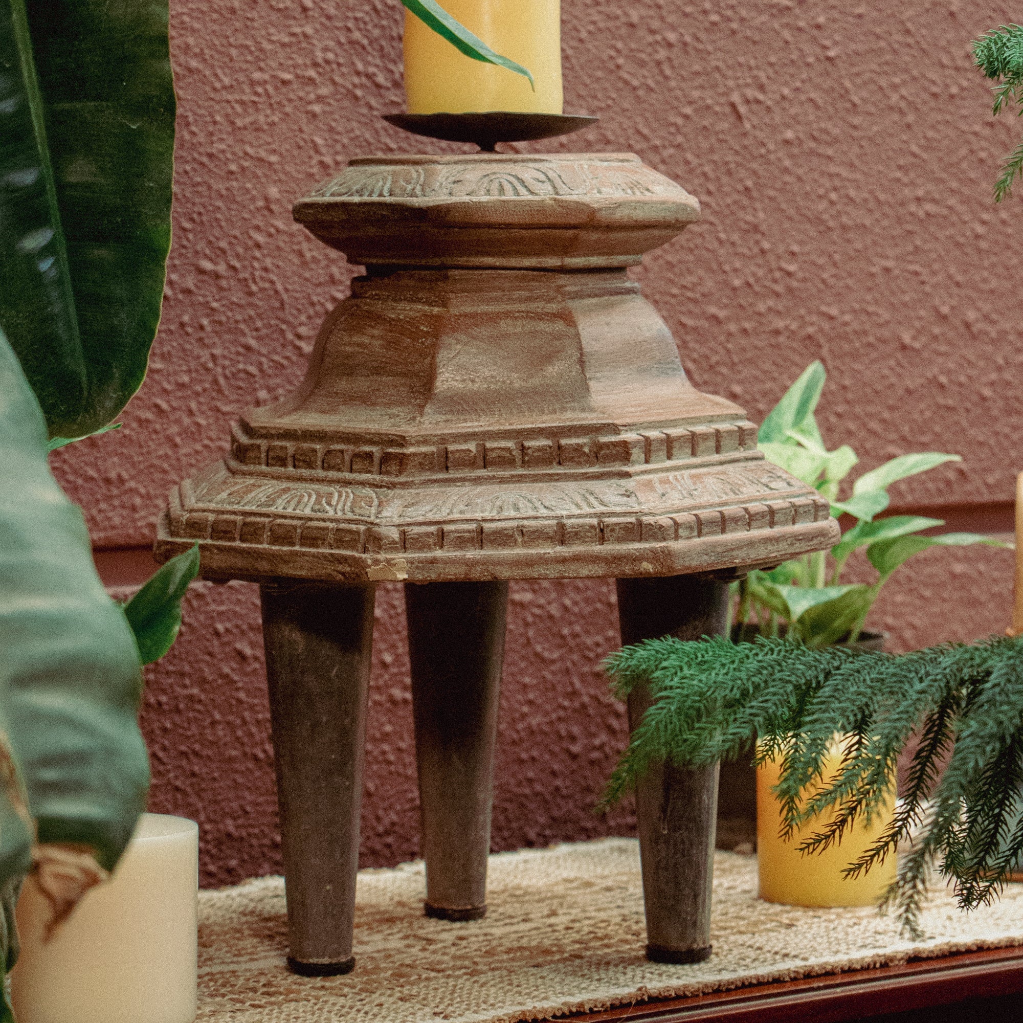 Vintage Wooden Candle Stand