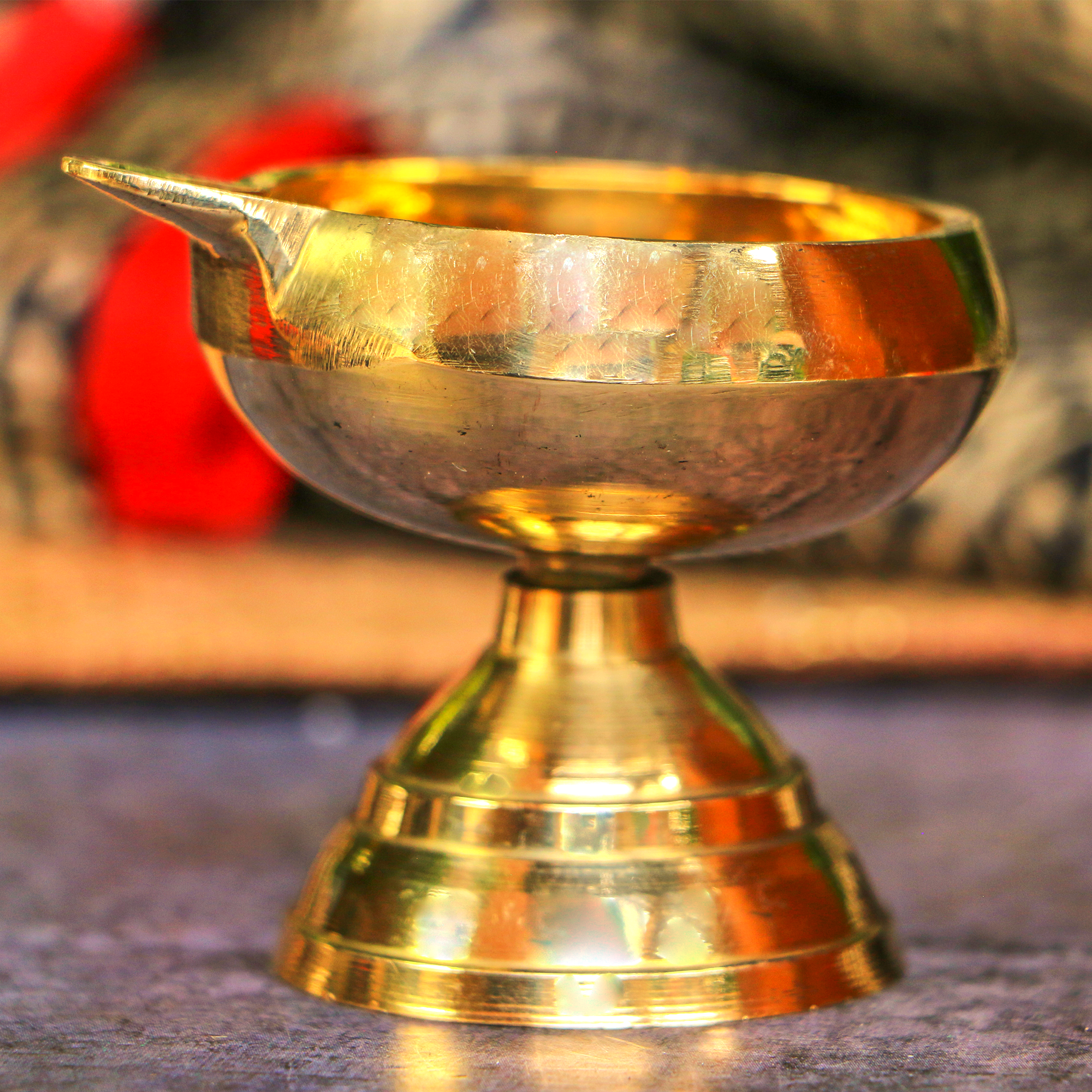 100% Pure Brass Pooja Kuber Deepam / Diya - Med Height - 2.5 inches