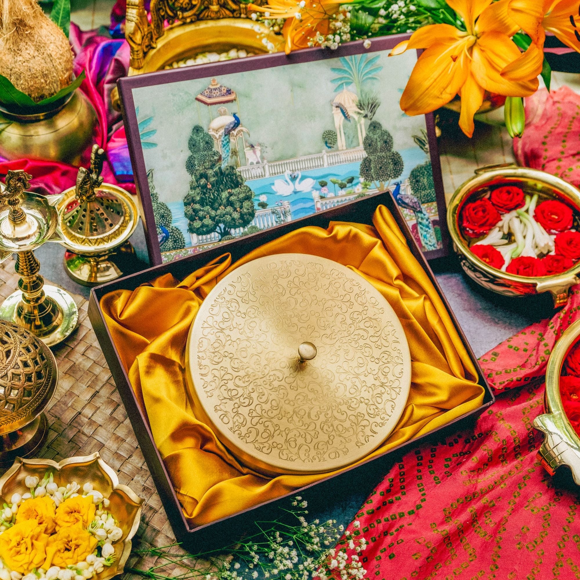 Ambi Gift of Flavours : 1 Pure Brass Spice Box/ Masala Daani