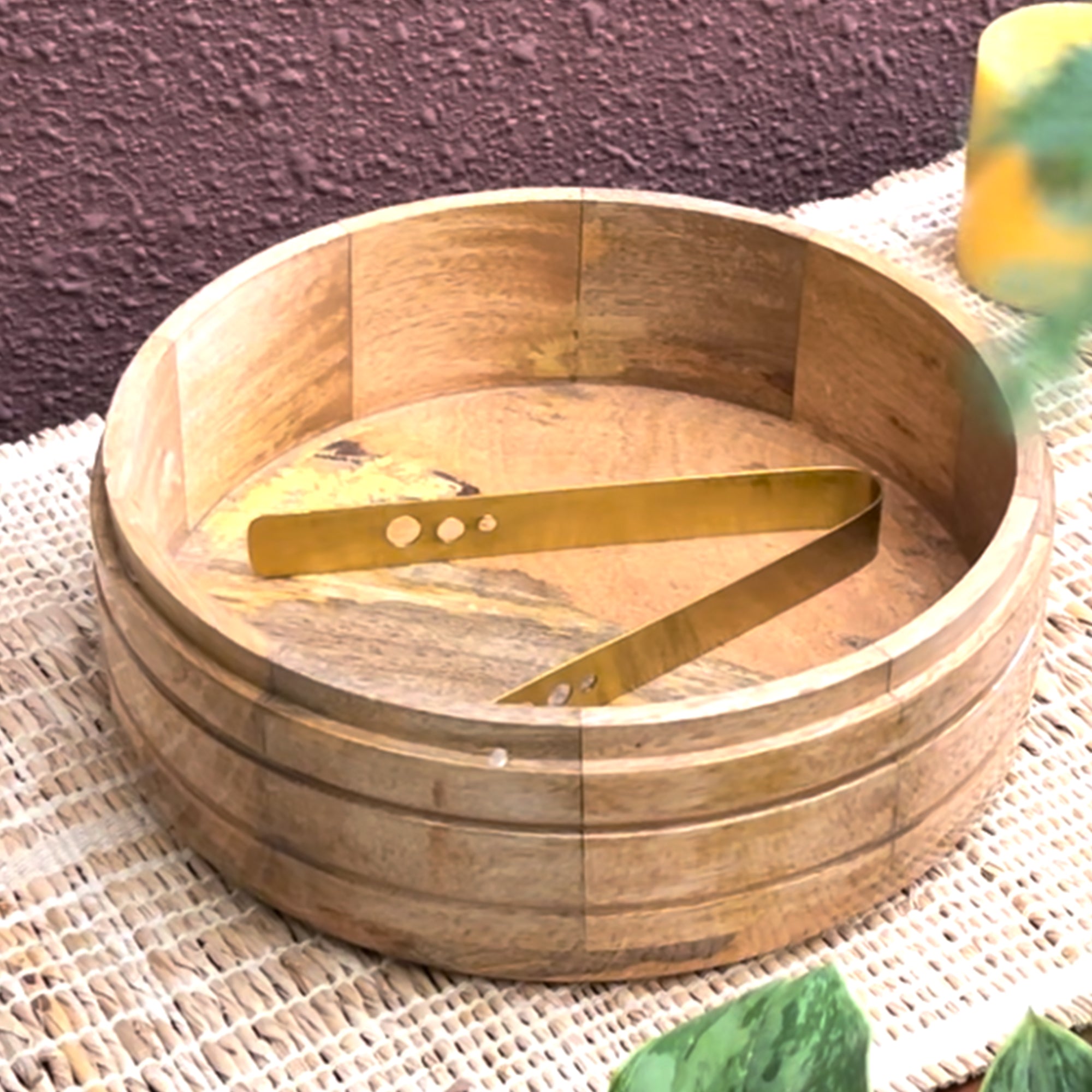 Intricately Etched Aesthetic Roti Box with Wooden Base and Tongs - 9 Inches