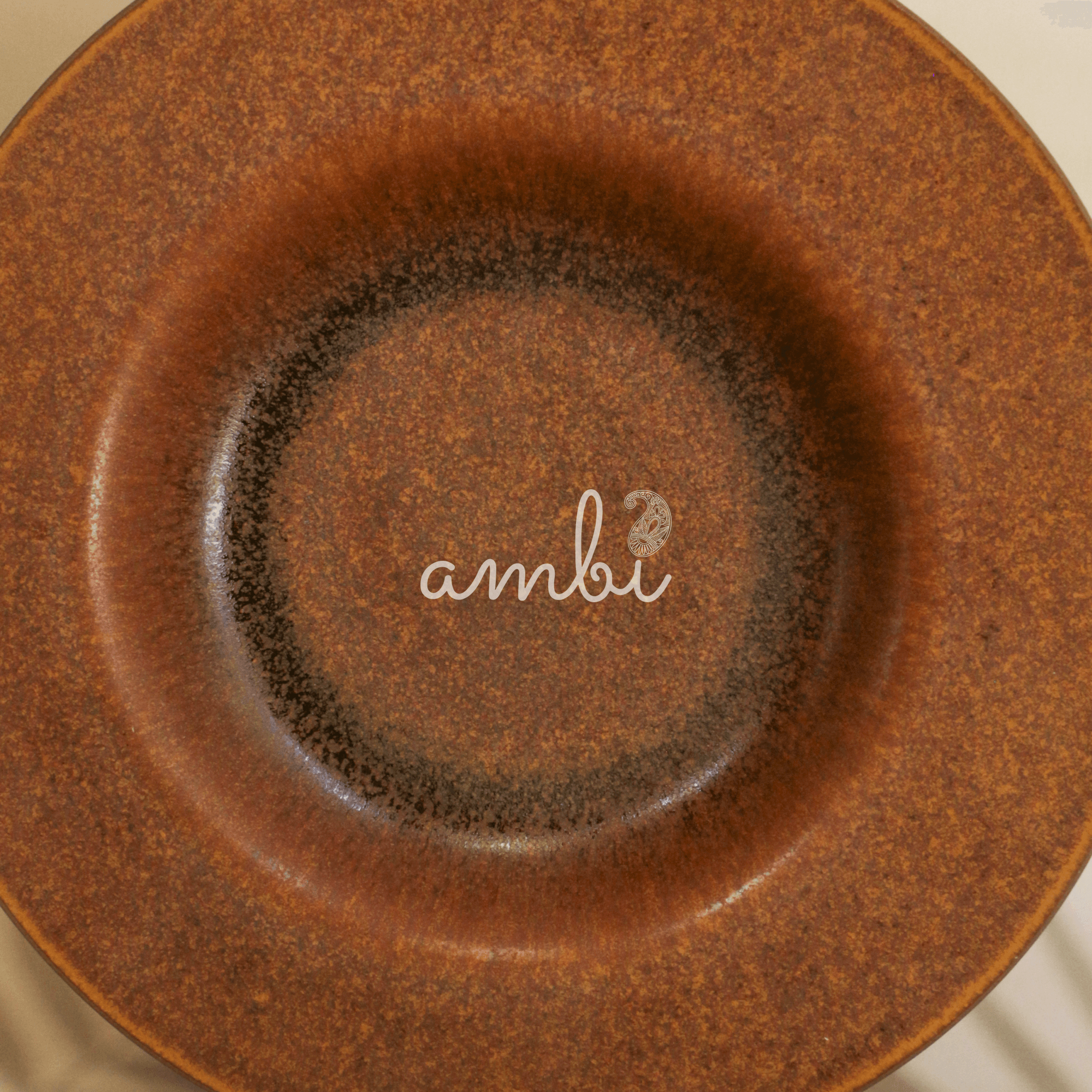 Ambi Stoneware Textured Earthy Brown Pasta Platter 10 inch