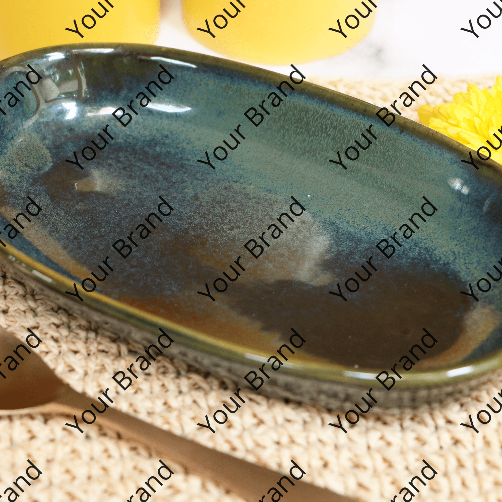 2026 - Handmade Ceramic Emerald Blue Serving Platter