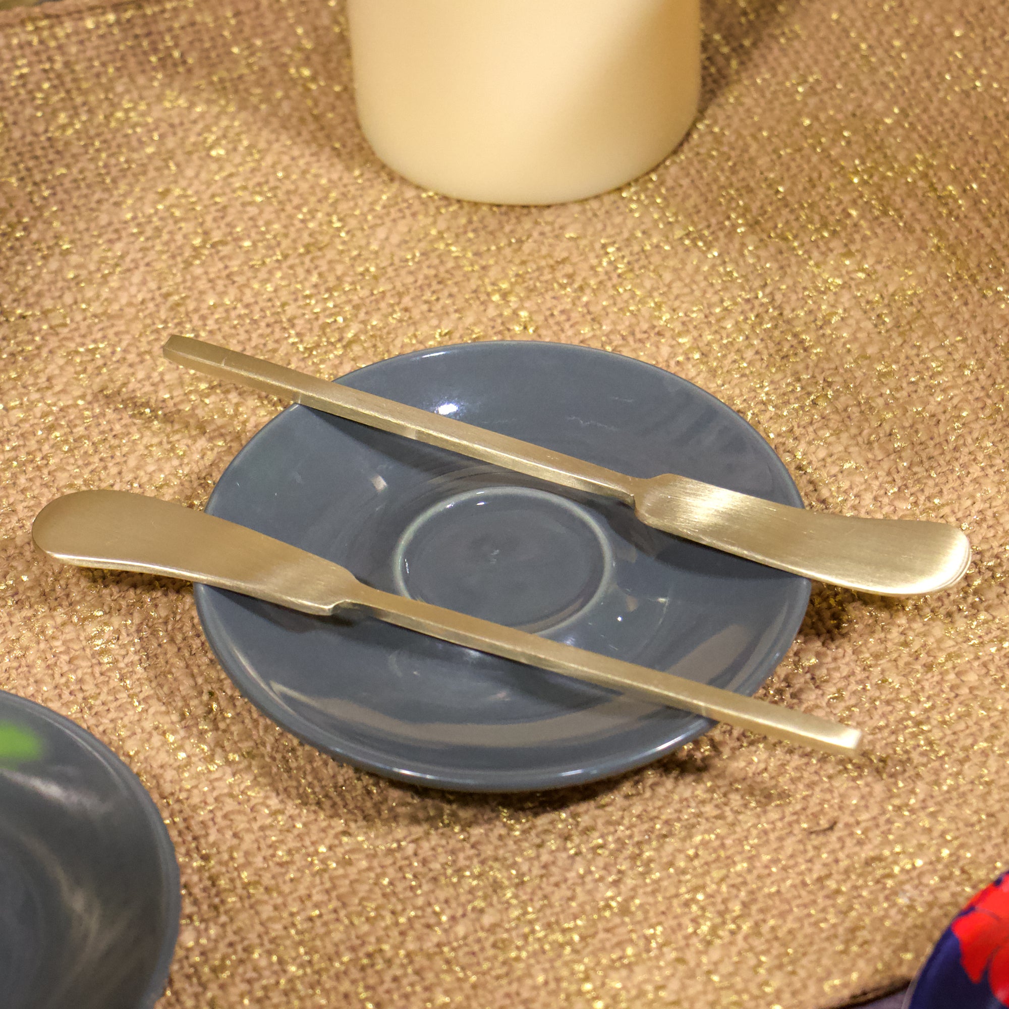 Handcrafted Brass Butter Knife - Set of 2 - Gold Matt Finish