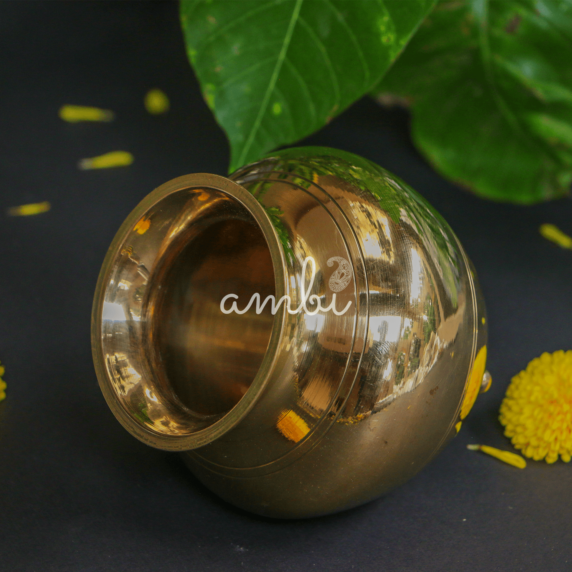 100 % Brass Lota Kalash for Pooja or Water Storage - Round with Legs