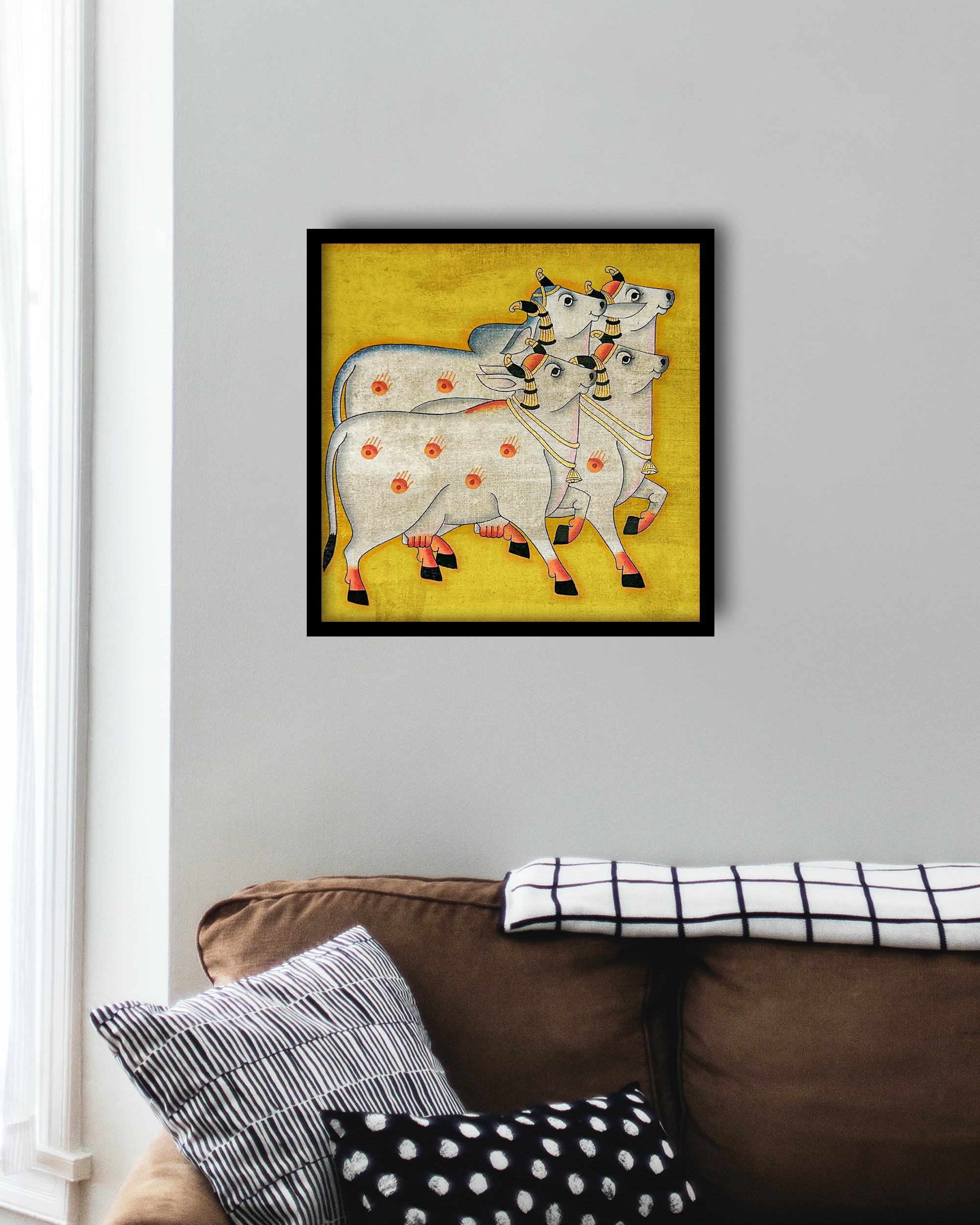 Handmade Pichwai Celebrating with Frame