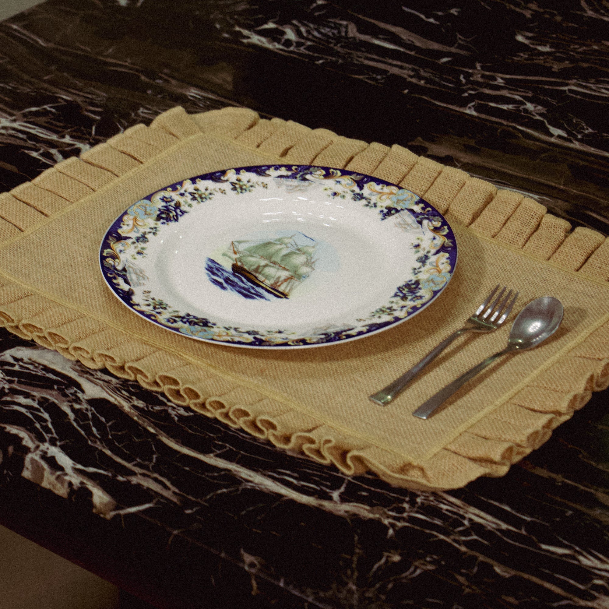 Diwali 2025 Handmade Jute Table Runner Set with 8 Table Mats with Loops