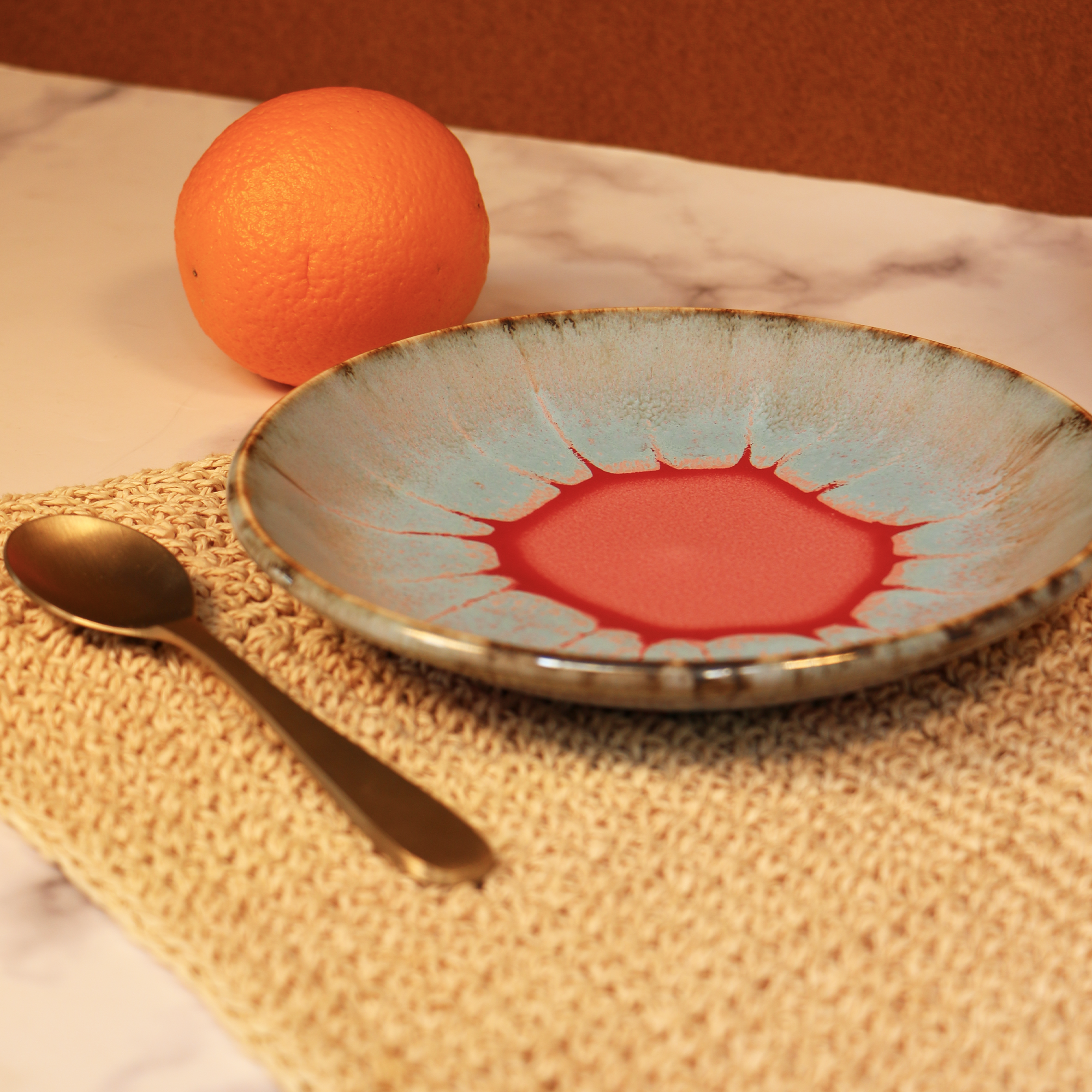 Handmade Art Red Dot Plate 8 inch