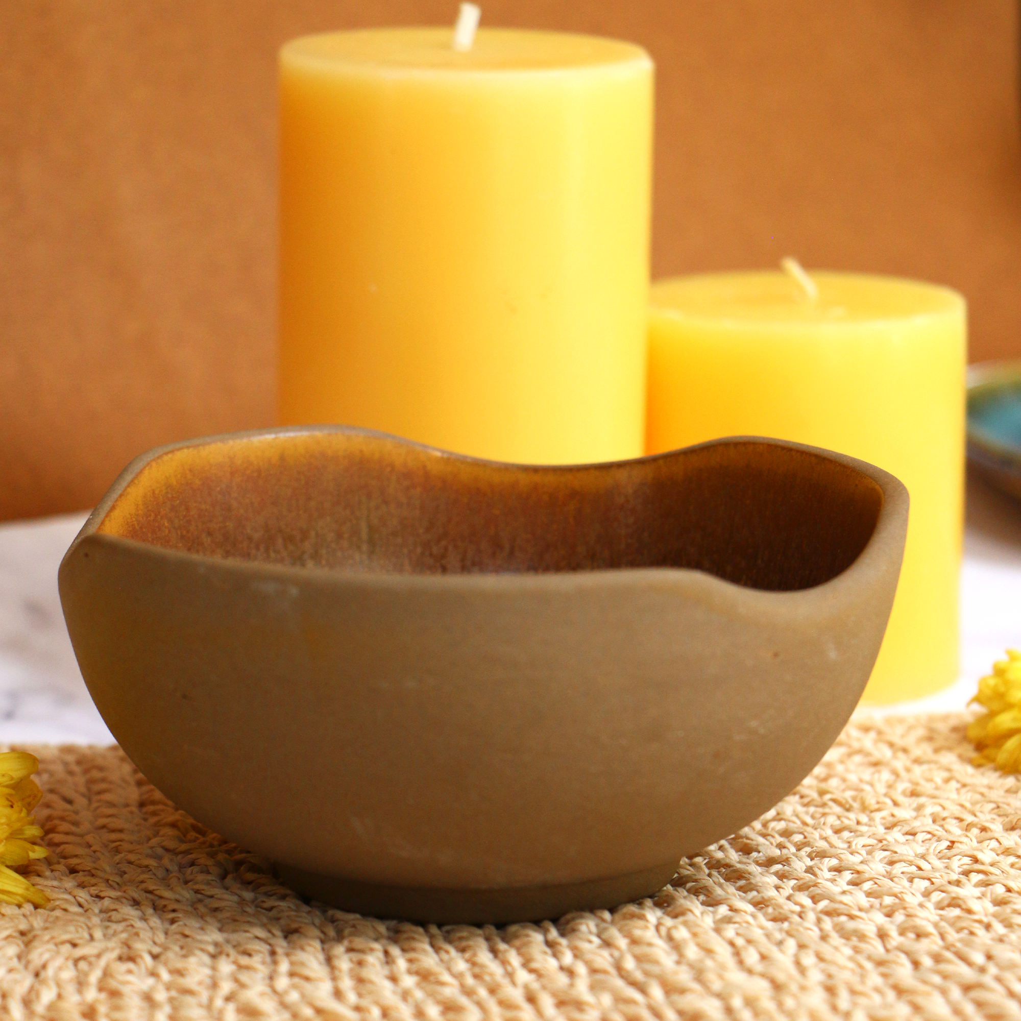 Ambi Handmade Stoneware Earthy Brown Glazed Medium Bowl | Set 2