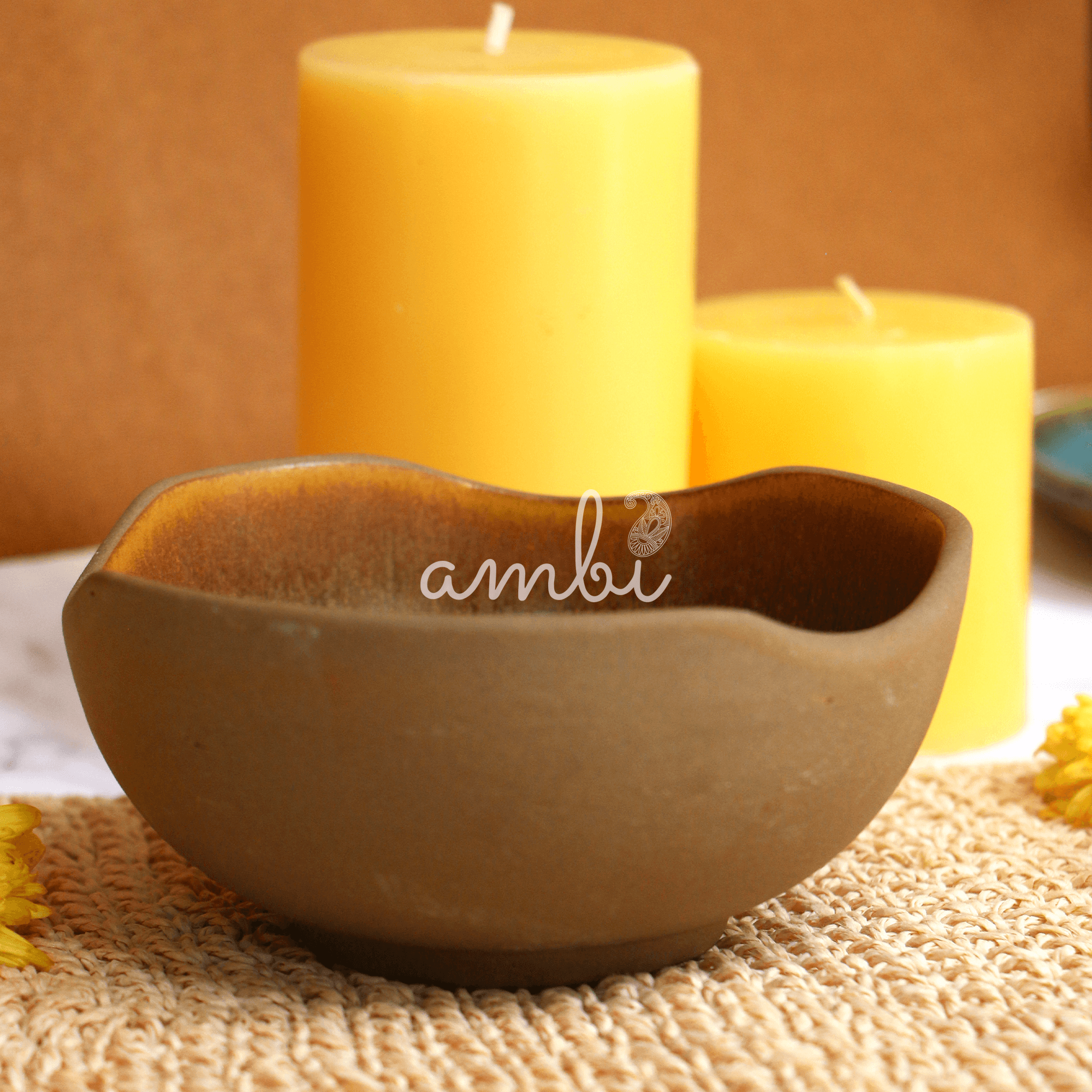 Ambi Handmade Stoneware Earthy Brown Glazed Medium Bowl | Set 2
