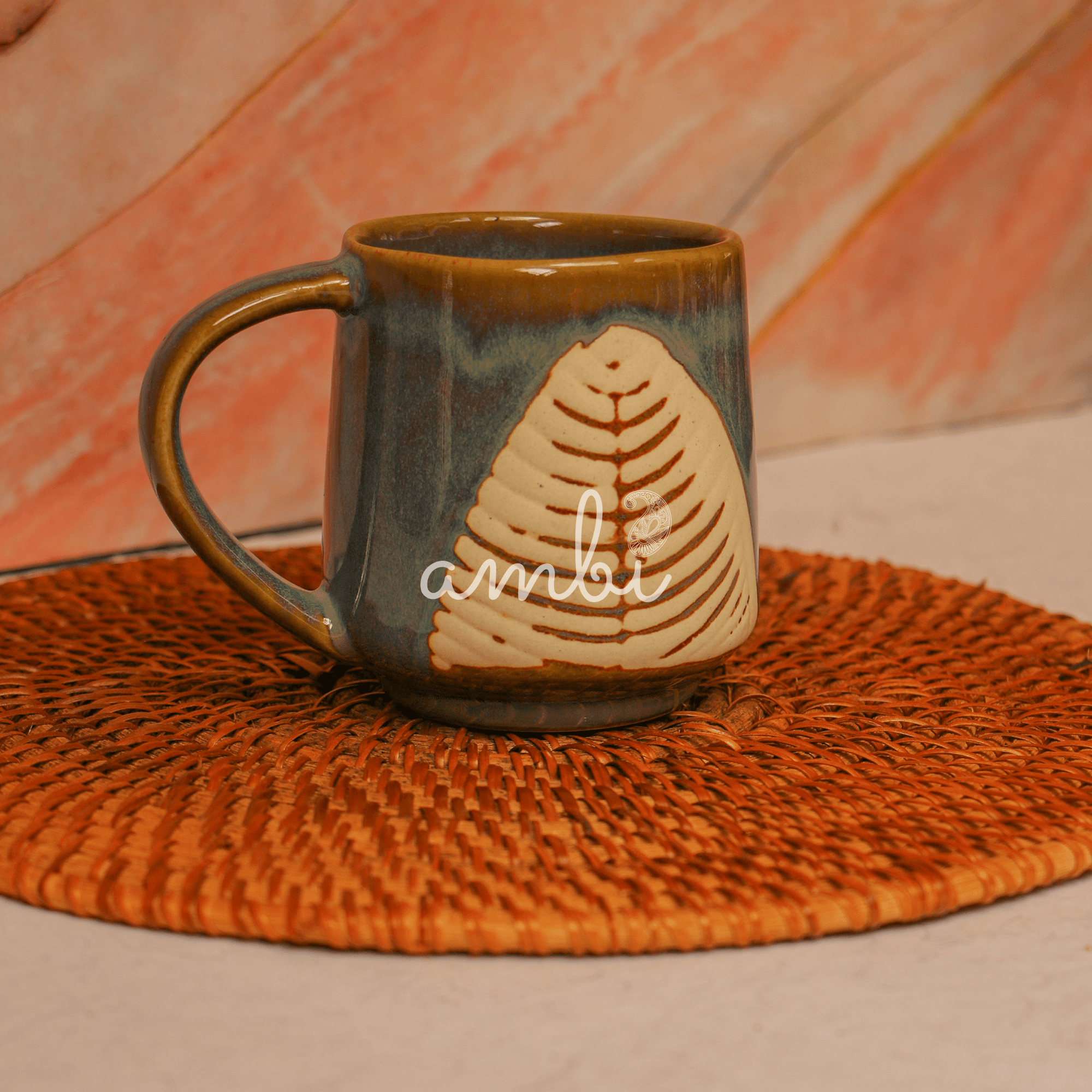 Leaf Style Coffee Mug Large 300 ml | Set of 2