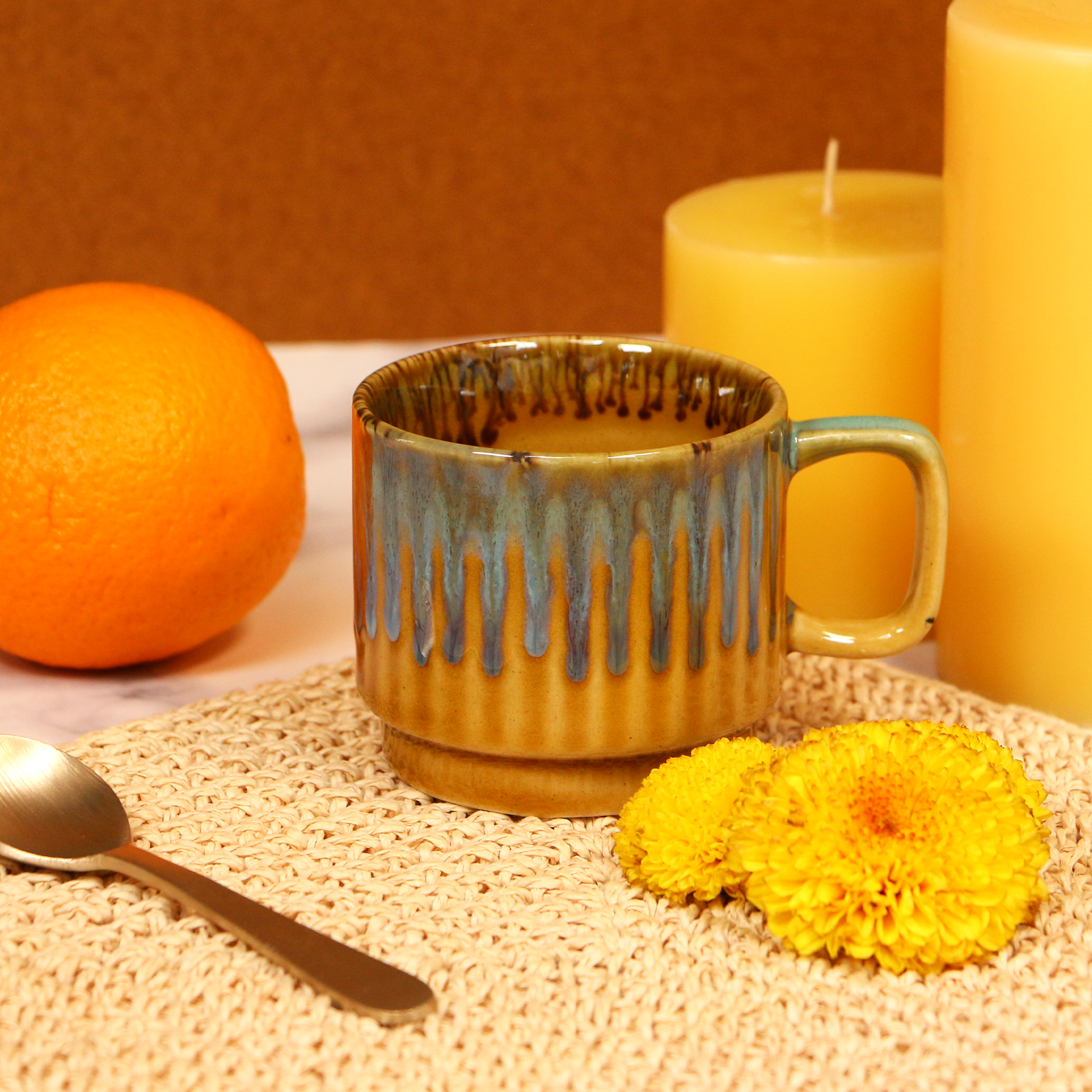 Handmade Artisanal Mustard Coffee Mug | Set of 2 | 150 ml