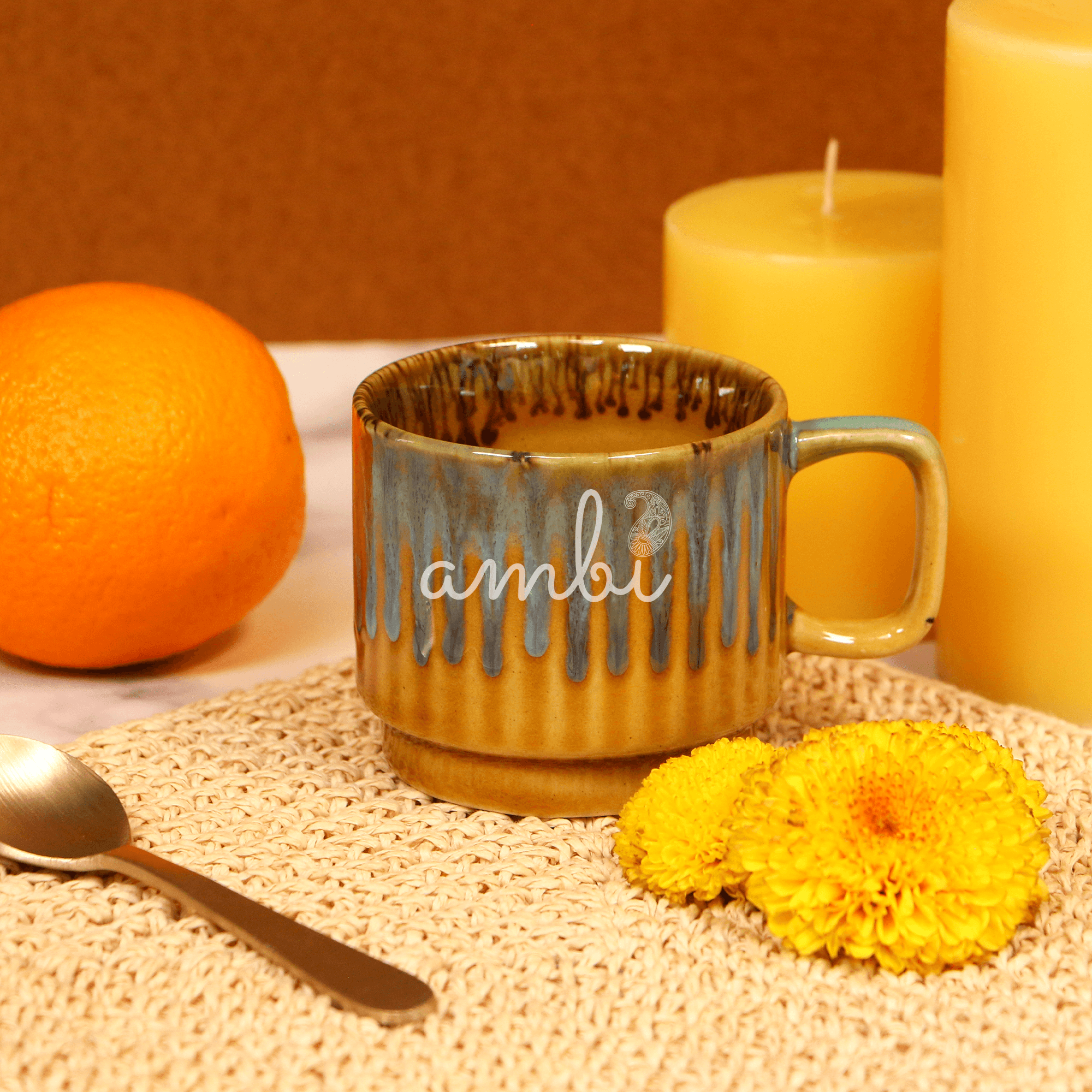 Handmade Artisanal Mustard Coffee Mug | Set of 2 | 150 ml