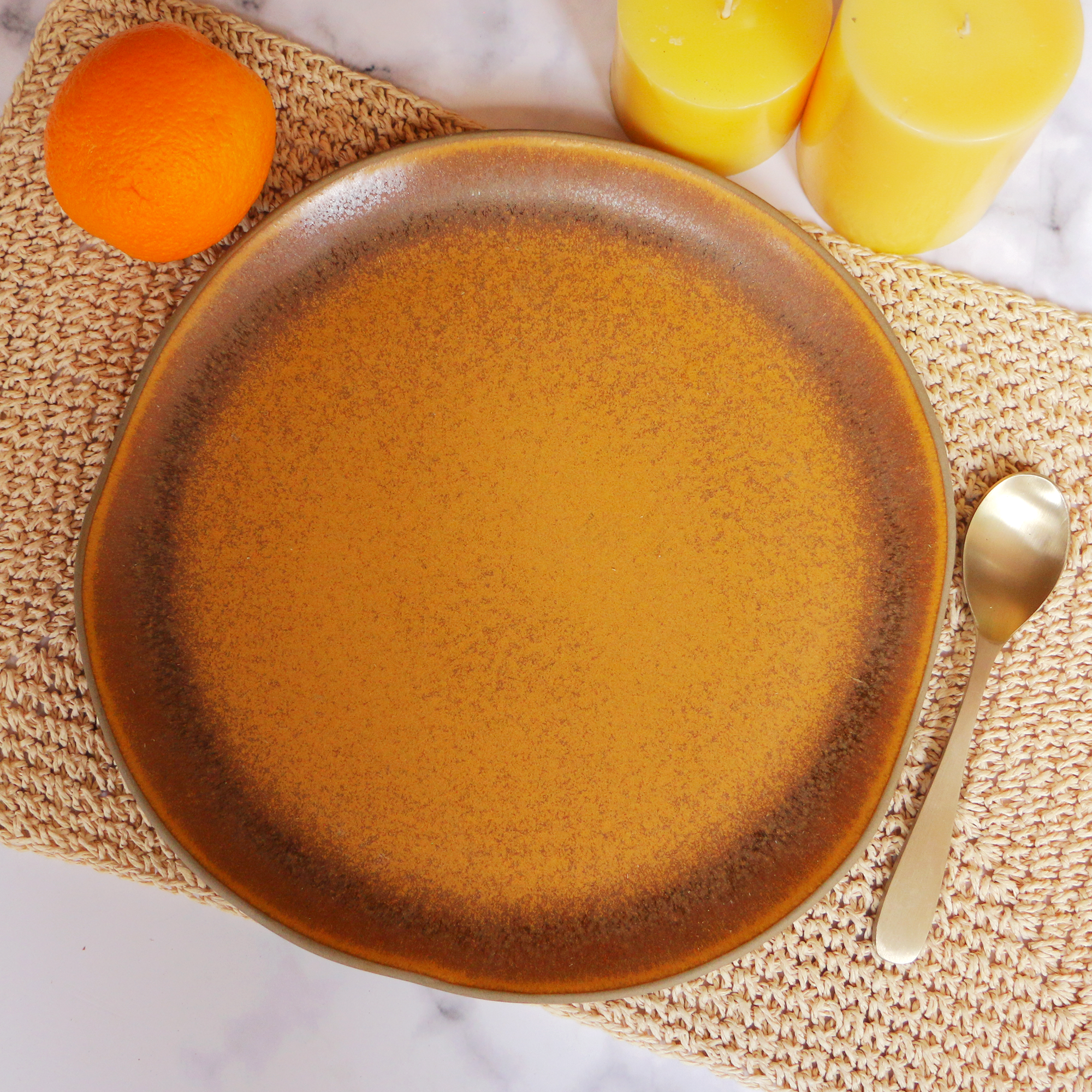 Ambi Handmade Stoneware Earthy Glazed Large Dinner Plate 12 inch