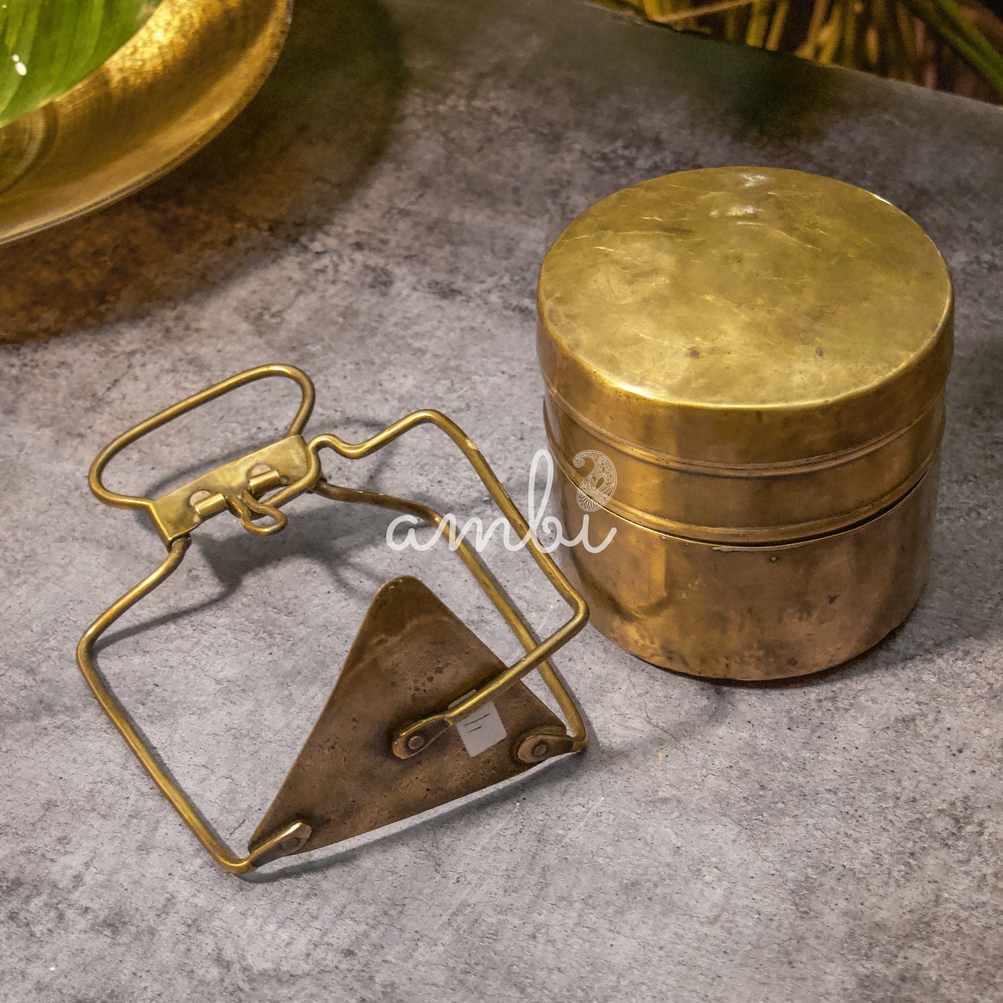 Handcrafted Vintage Brass Tiffin with Two Tier Containers