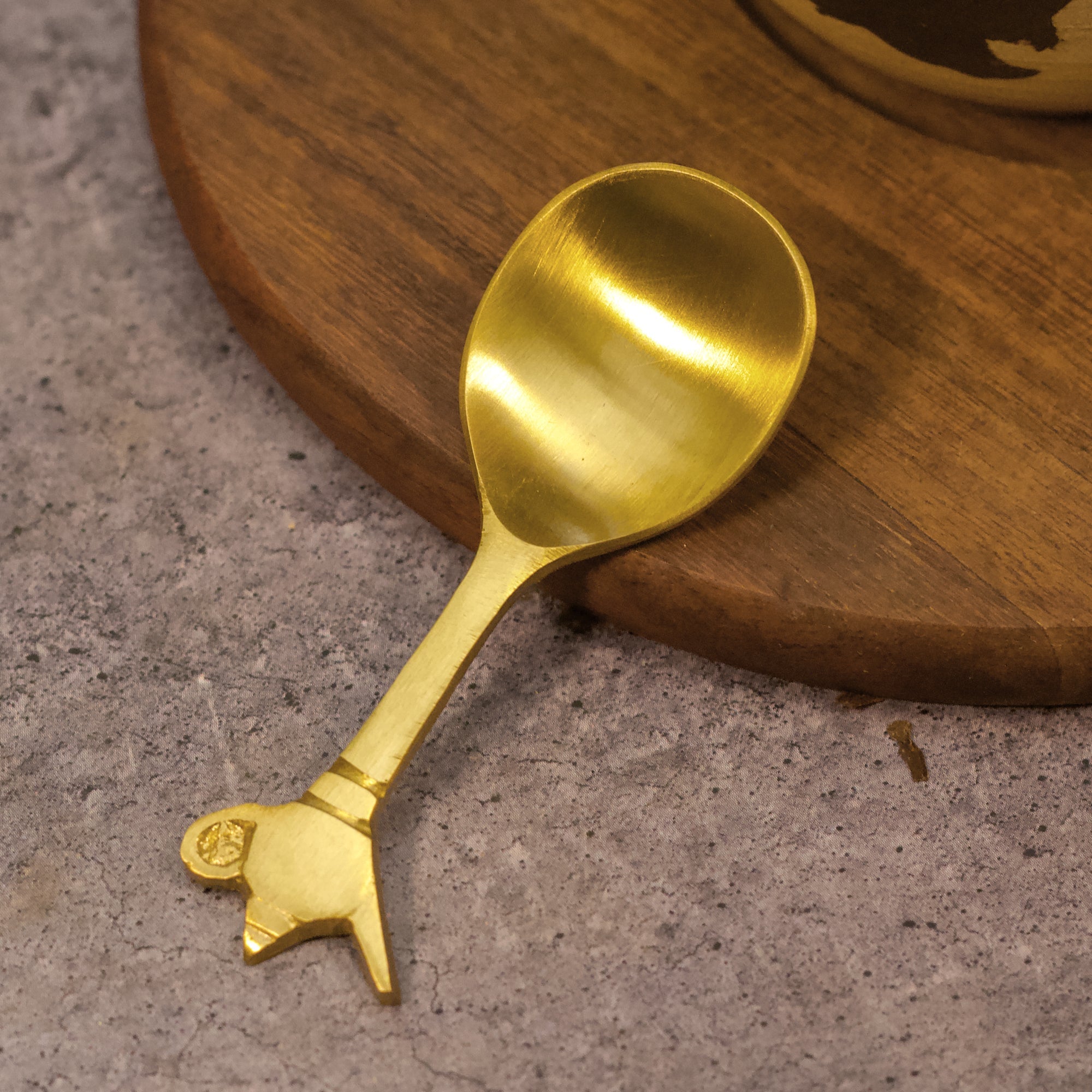 Small Kettle Head Brass Mini Tea Spoons - Set of 2