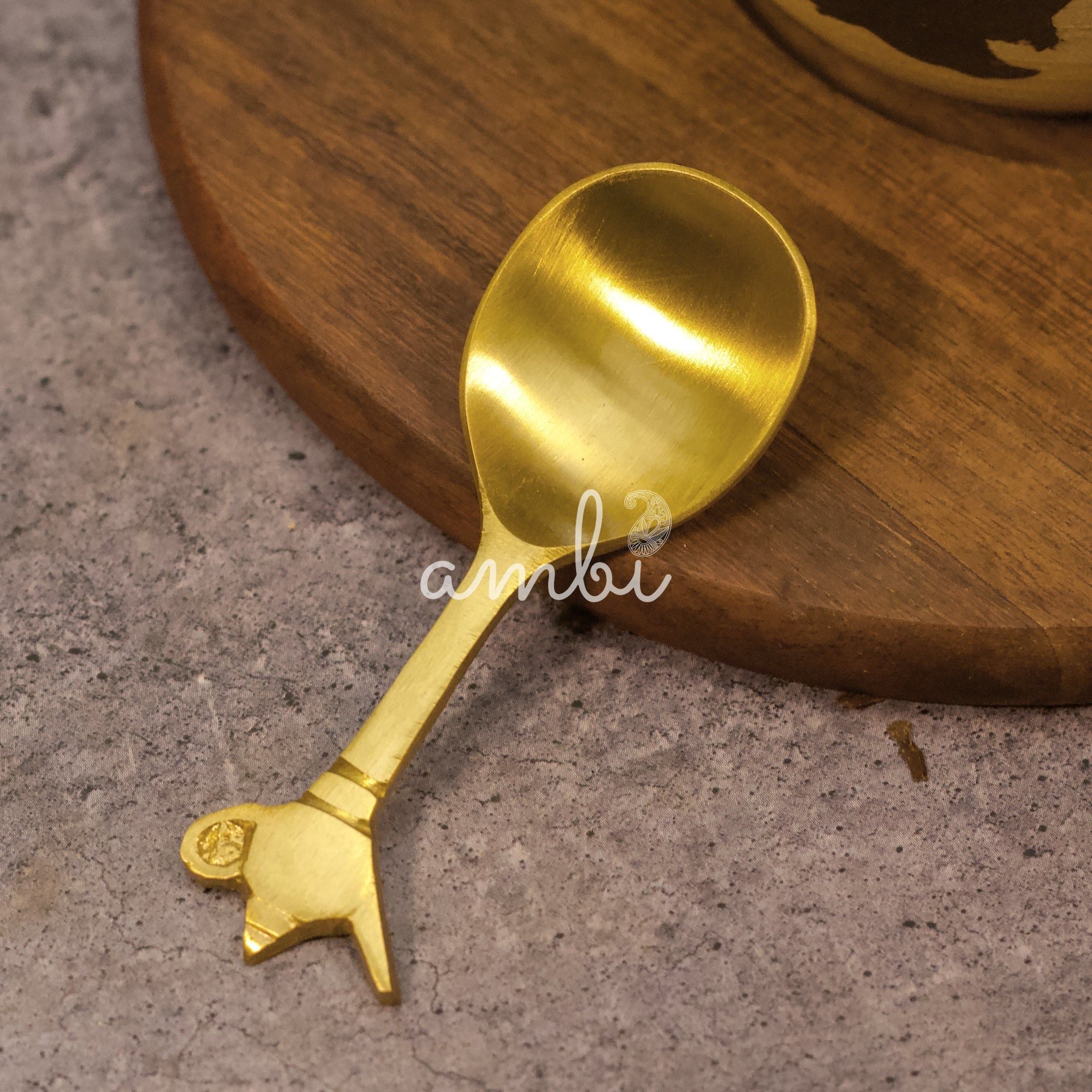 Small Kettle Head Brass Mini Tea Spoons - Set of 2