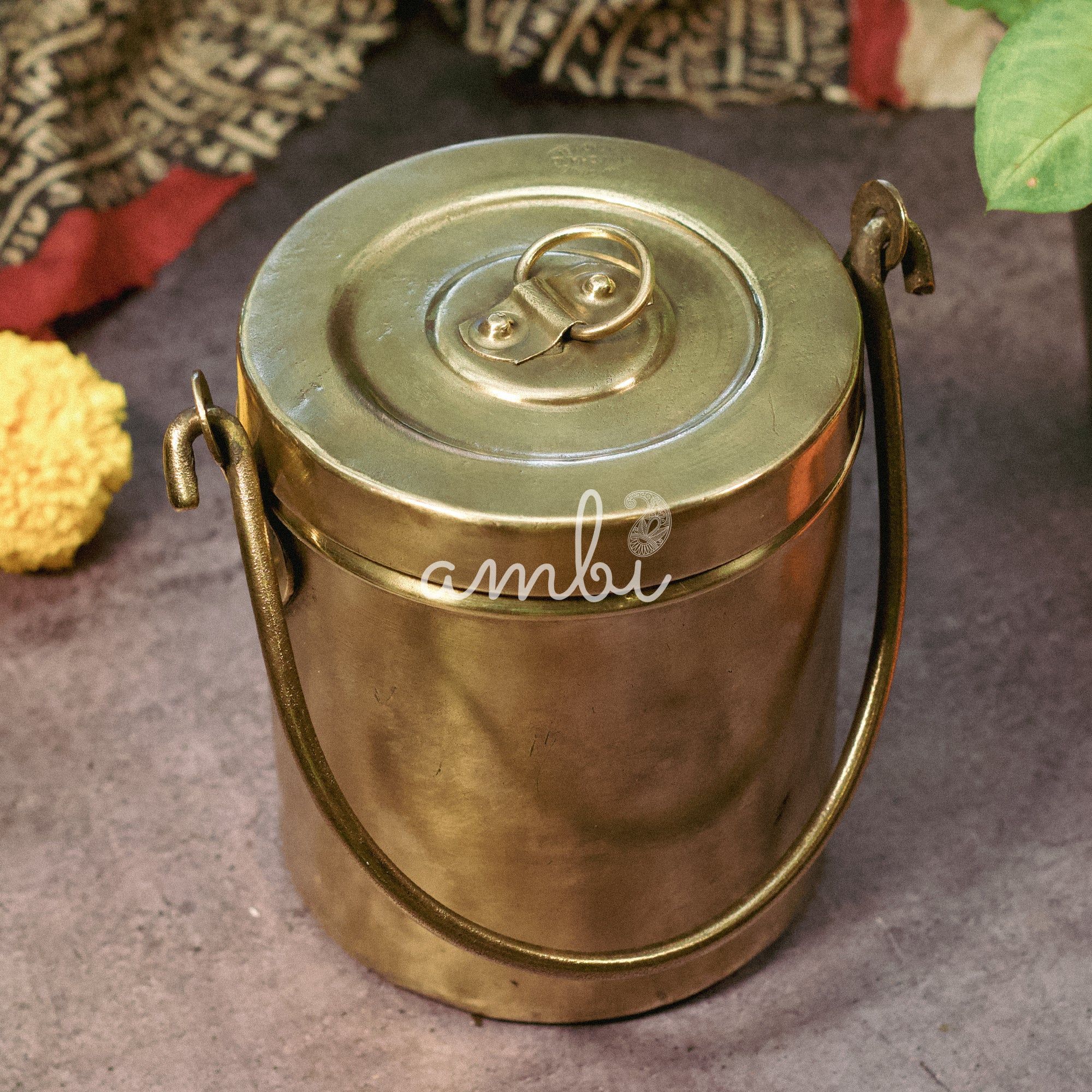 Vintage Brassware Storage Box (Bharni) - 6 inches height - 2 Litres